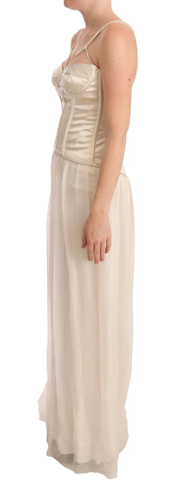 Dolce & Gabbana Women's Elegant Off White Silk Blend Long Gown