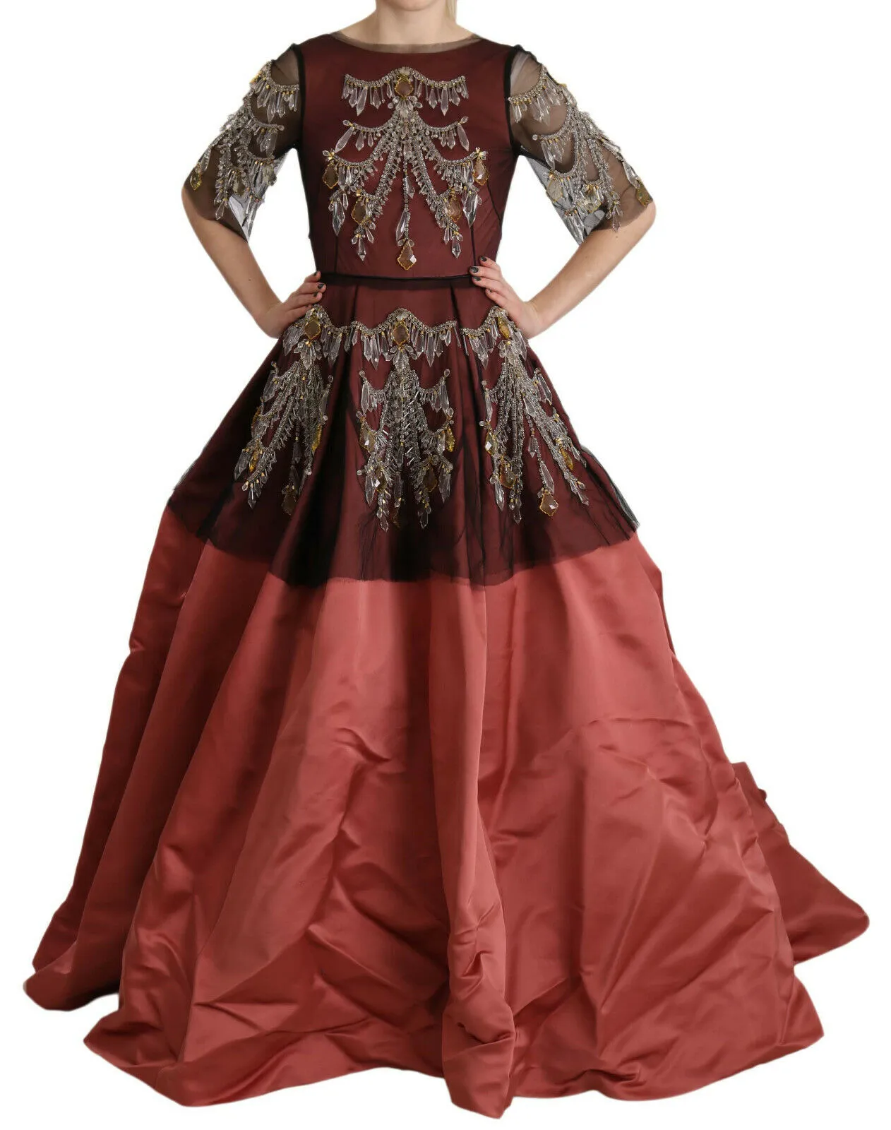 Dolce & Gabbana Women's Elegant Crystal Embellished Silk Gown