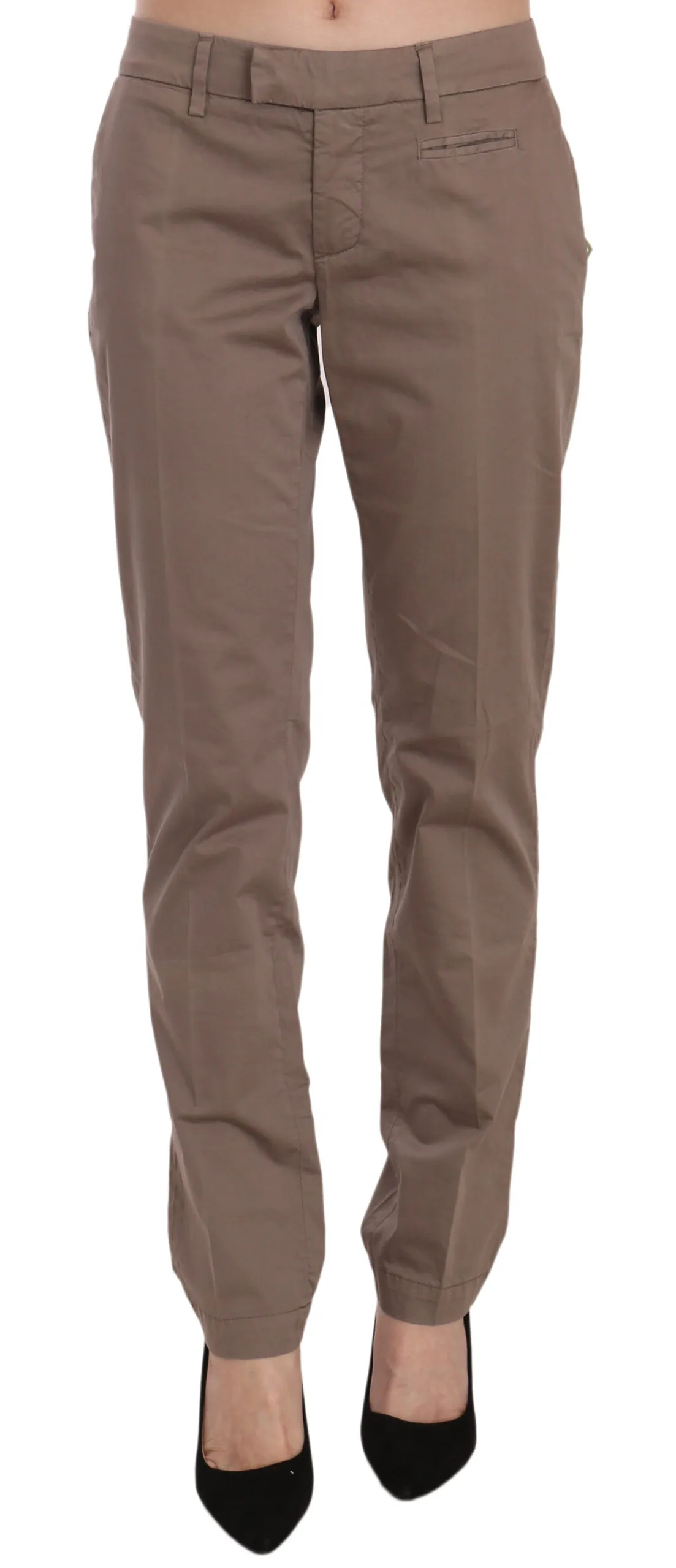 Dondup Women's Chic Brown Straight Cut Trousers