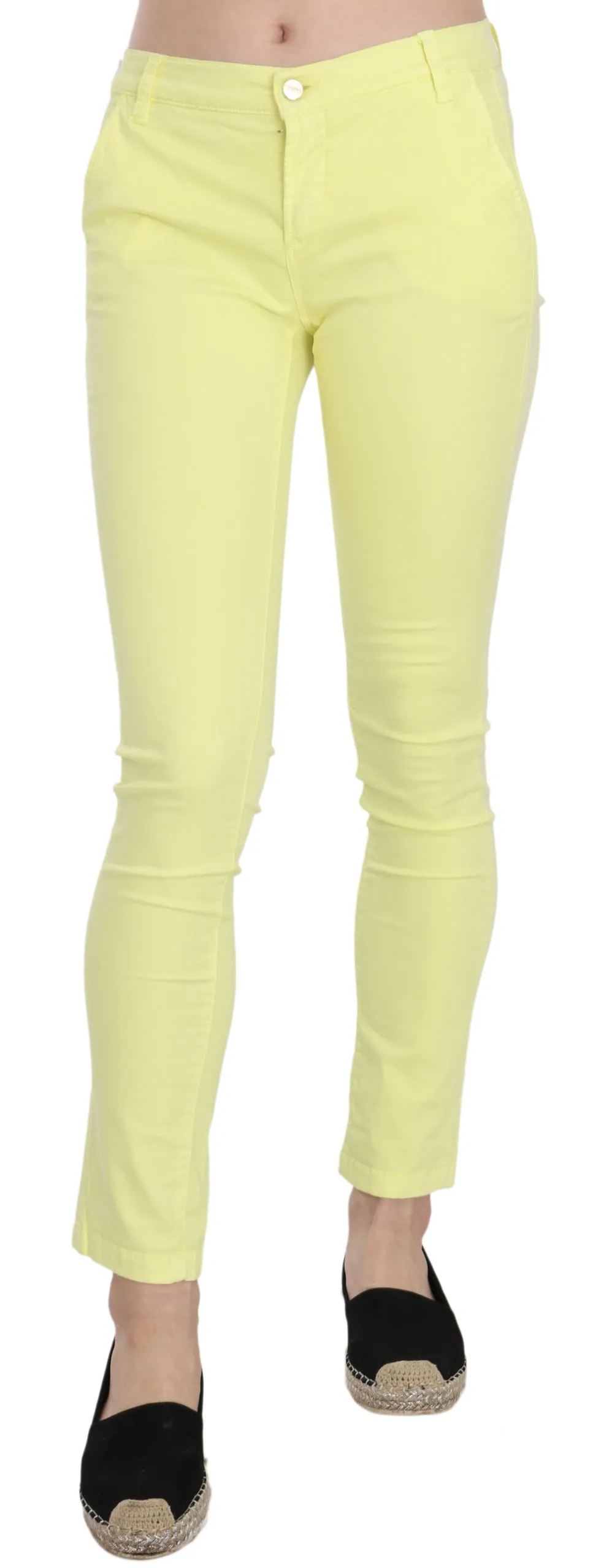PINKO Women's Chic Yellow Low Waist Skinny Casual Trousers