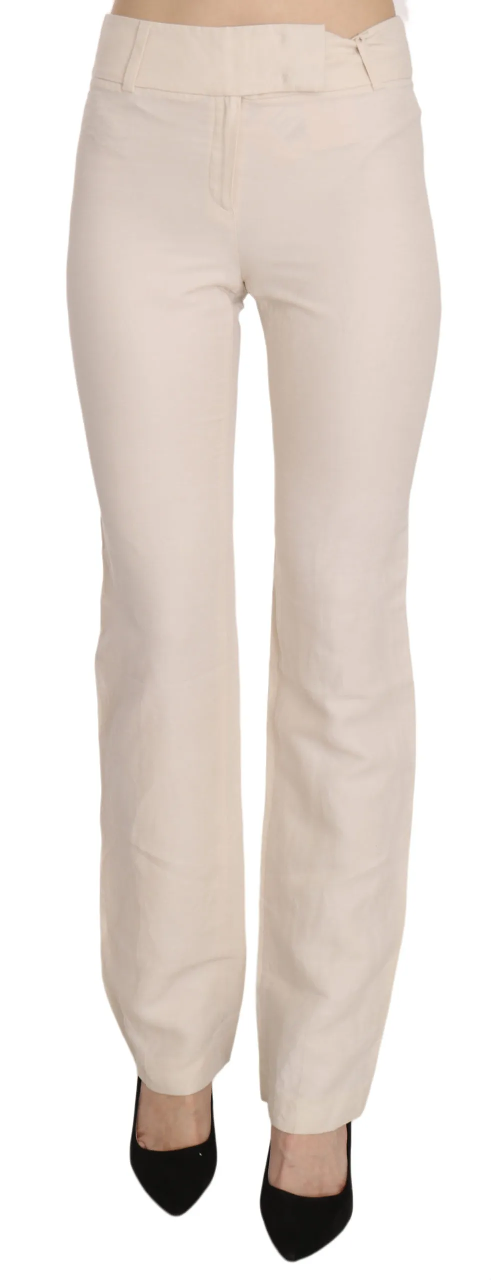 LAUREL Women's Elevated White High Waist Flared Trousers