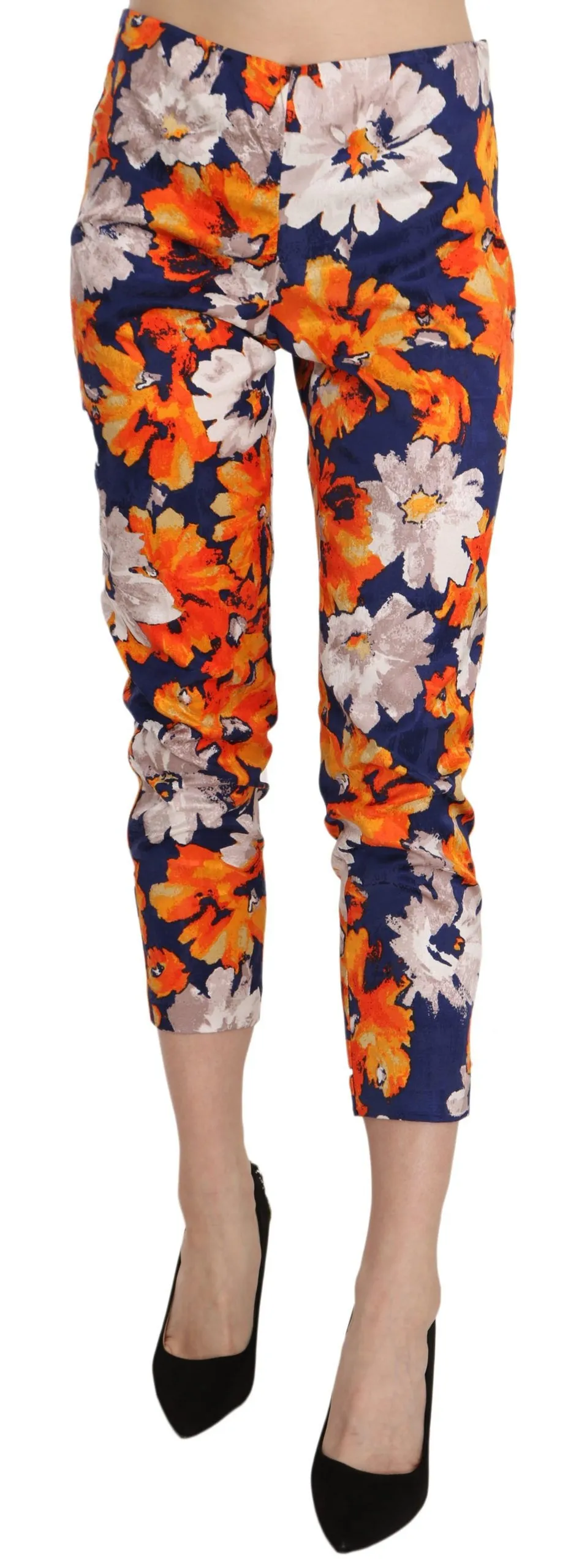LANACAPRINA Women's Floral Print Skinny Mid-Waist Pants