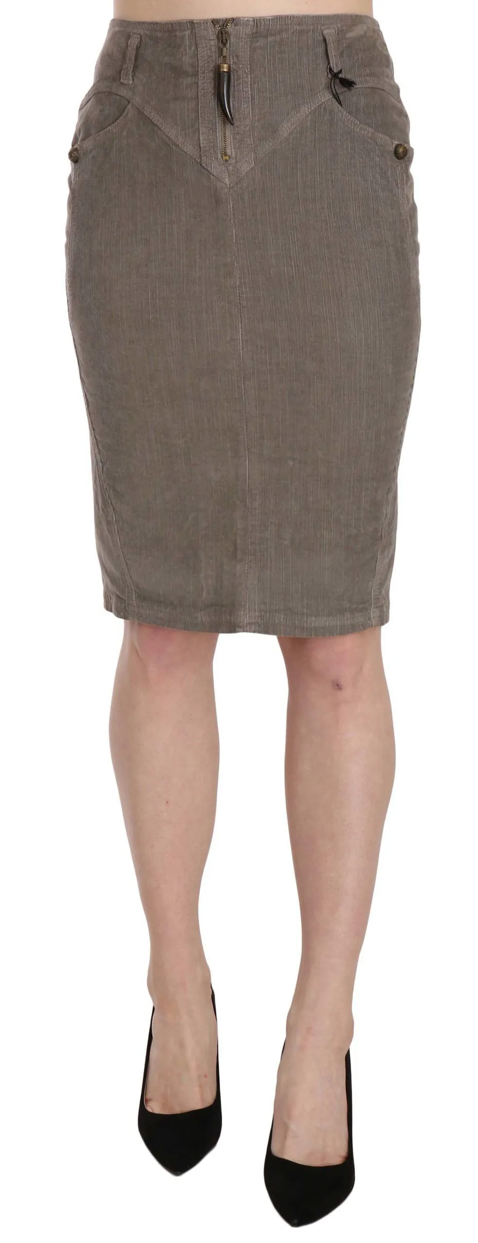 Just Cavalli Women's Chic Gray Pencil Skirt with Logo Details