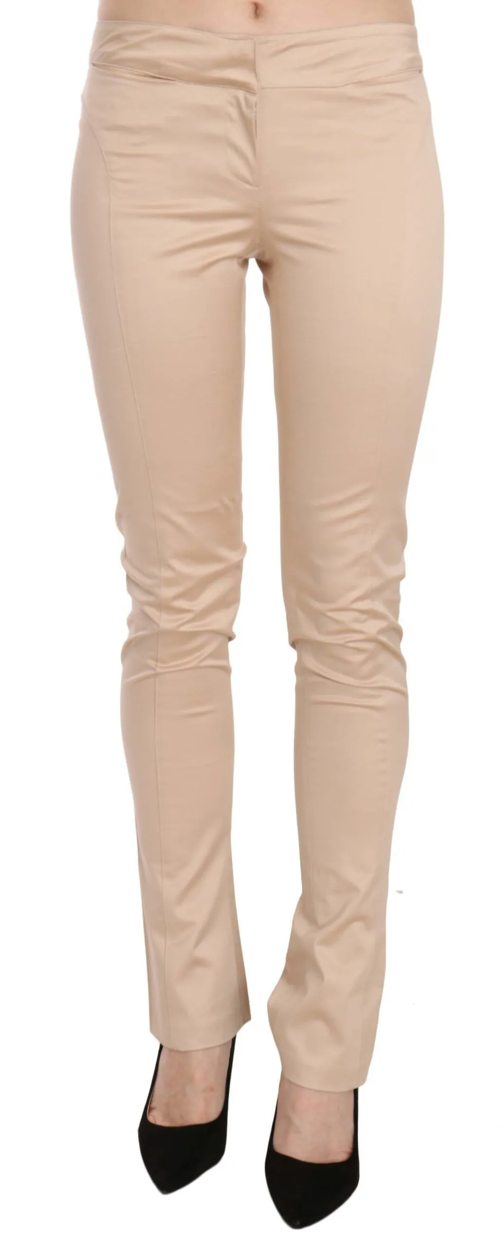 Just Cavalli Women's Elegant Cream Low Waist Skinny Trousers