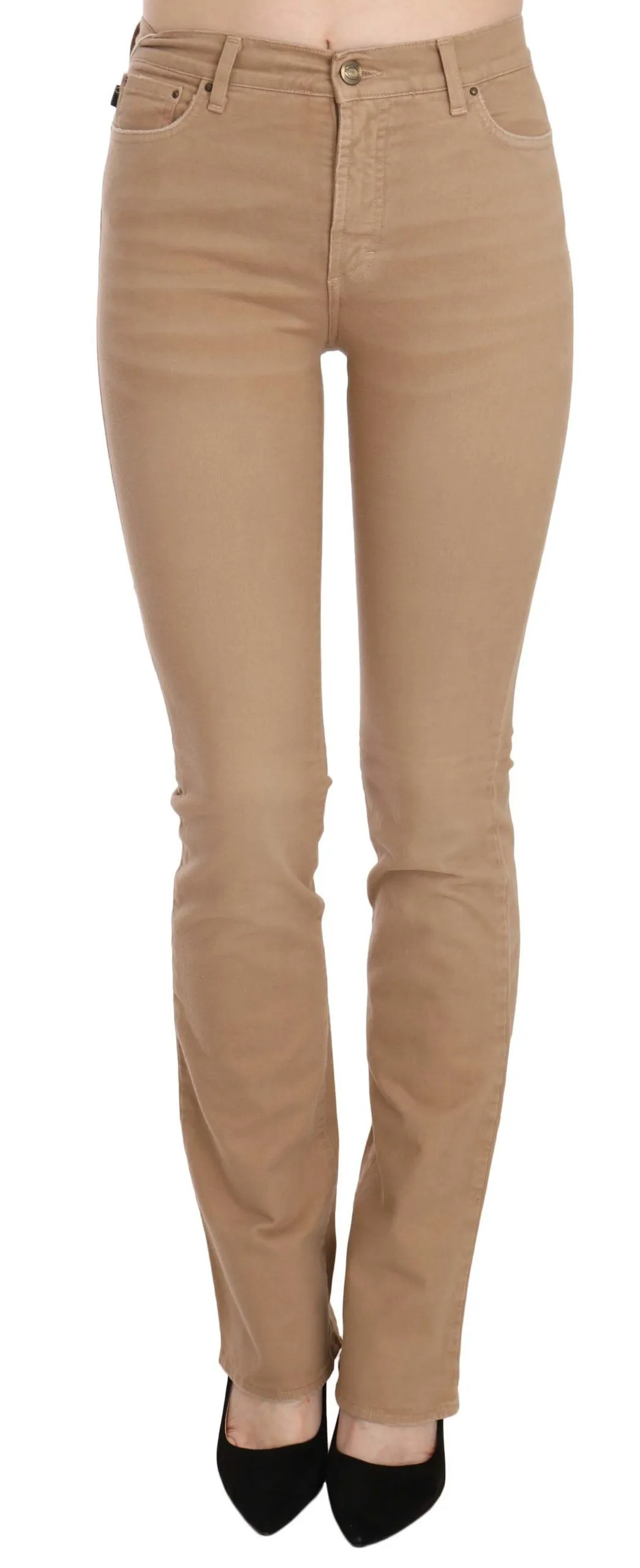 Just Cavalli Women's Chic Brown Mid Waist Skinny Trousers