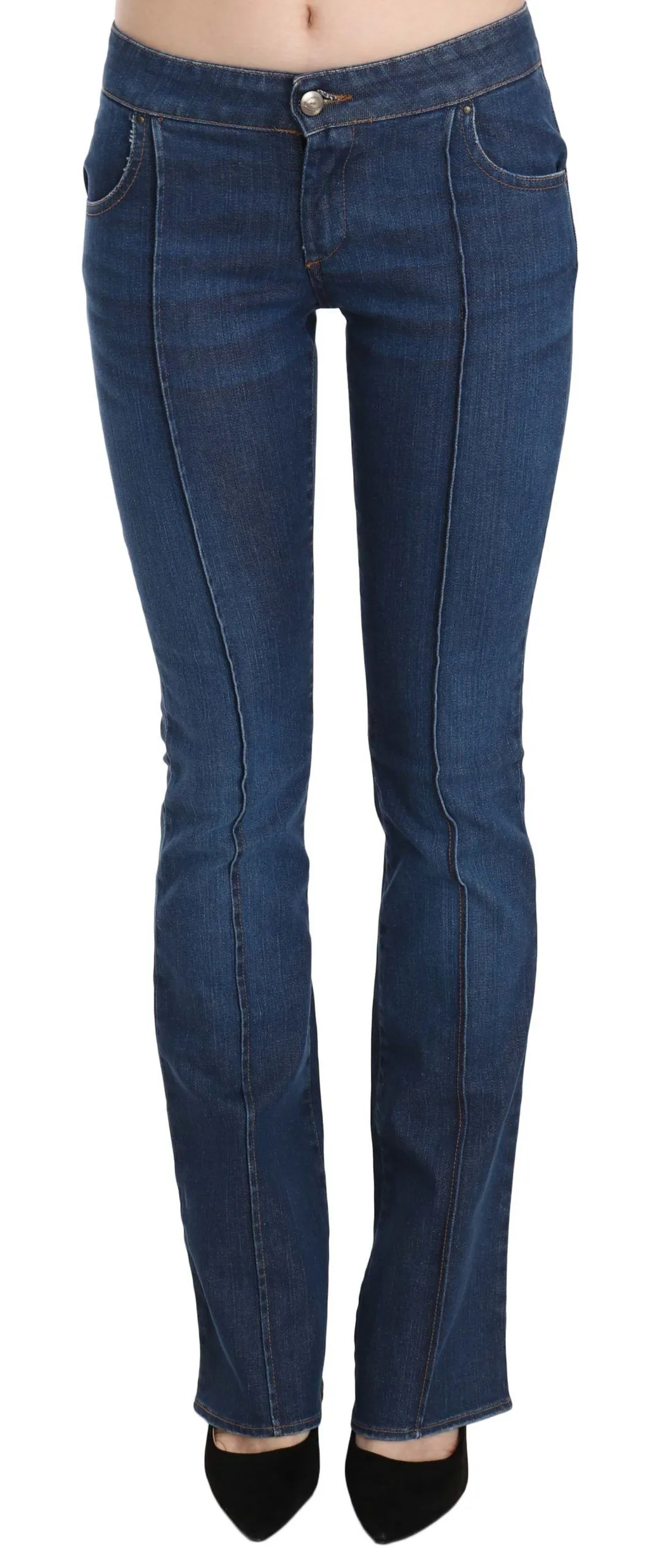 Just Cavalli Women's Chic Blue Washed Boot Cut Denim Pants