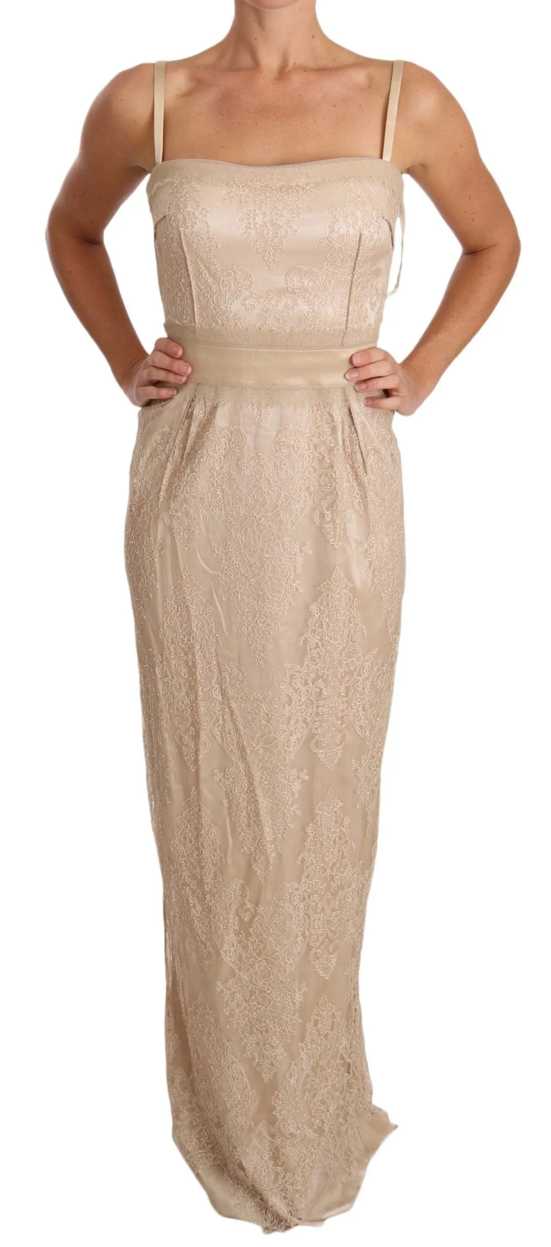 Dolce & Gabbana Women's Elegant Beige Sheath Floor-Length Dress