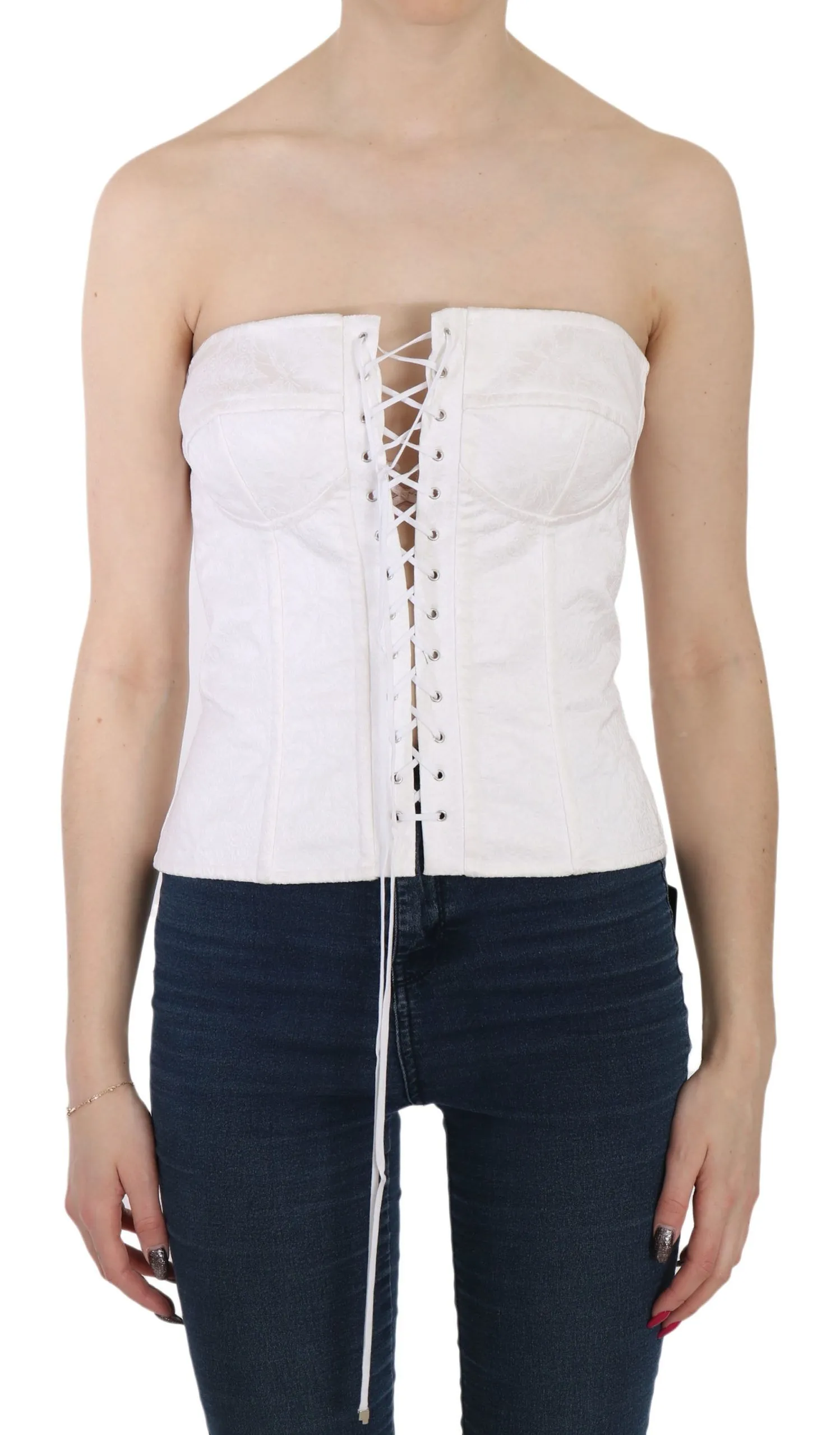 Dolce & Gabbana Women's Elegant White Strapless Corset Top