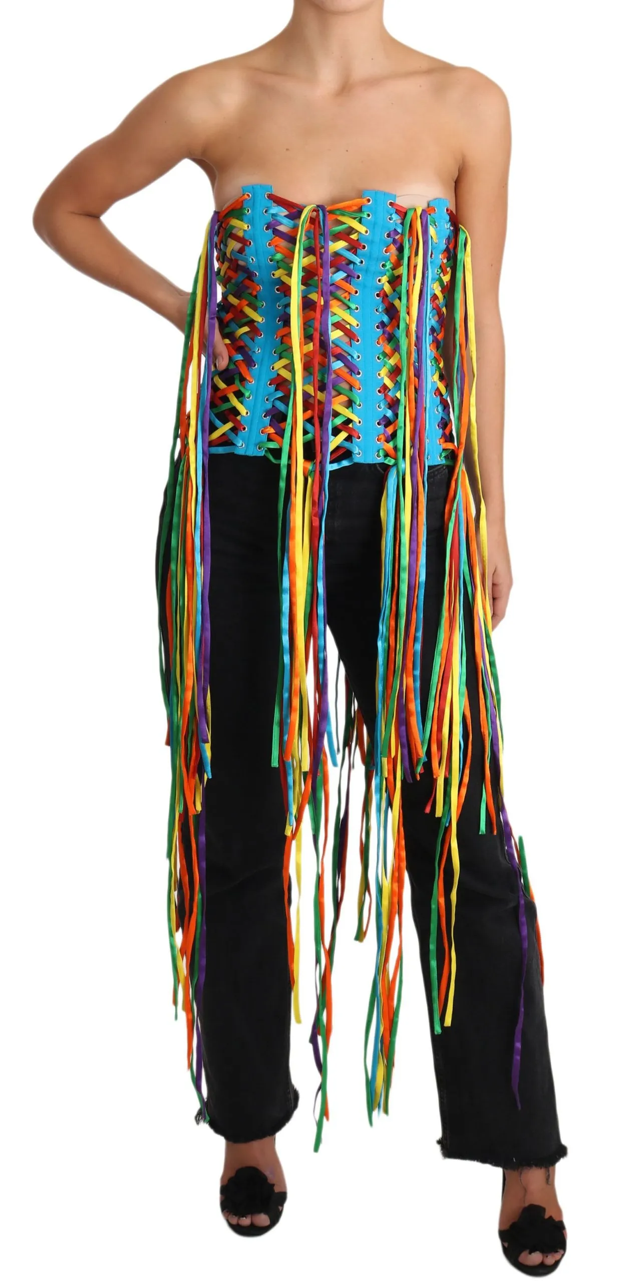 Dolce & Gabbana Women's Multicolor Strapless Bustier Corset Top