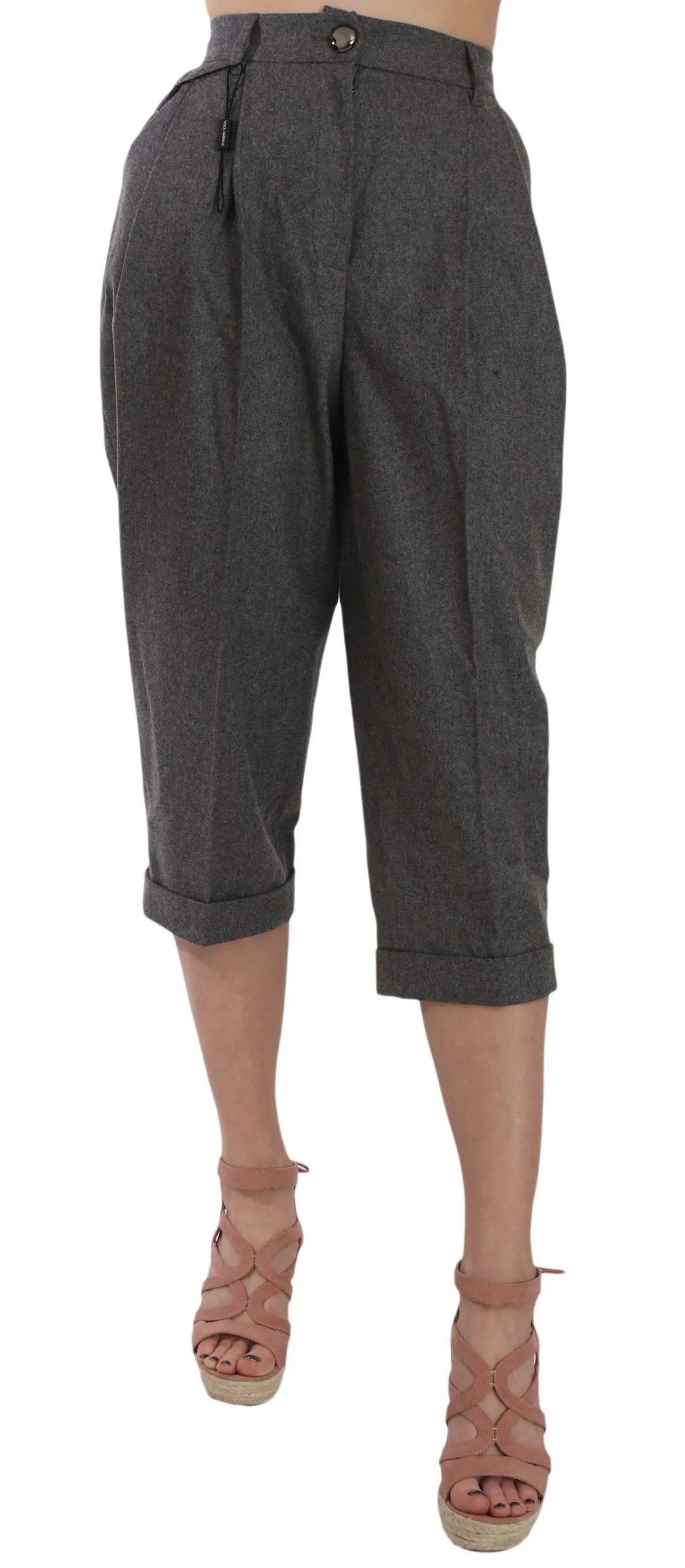 Dolce & Gabbana Women's Elegant Gray Wool-Cashmere Pleated Trousers
