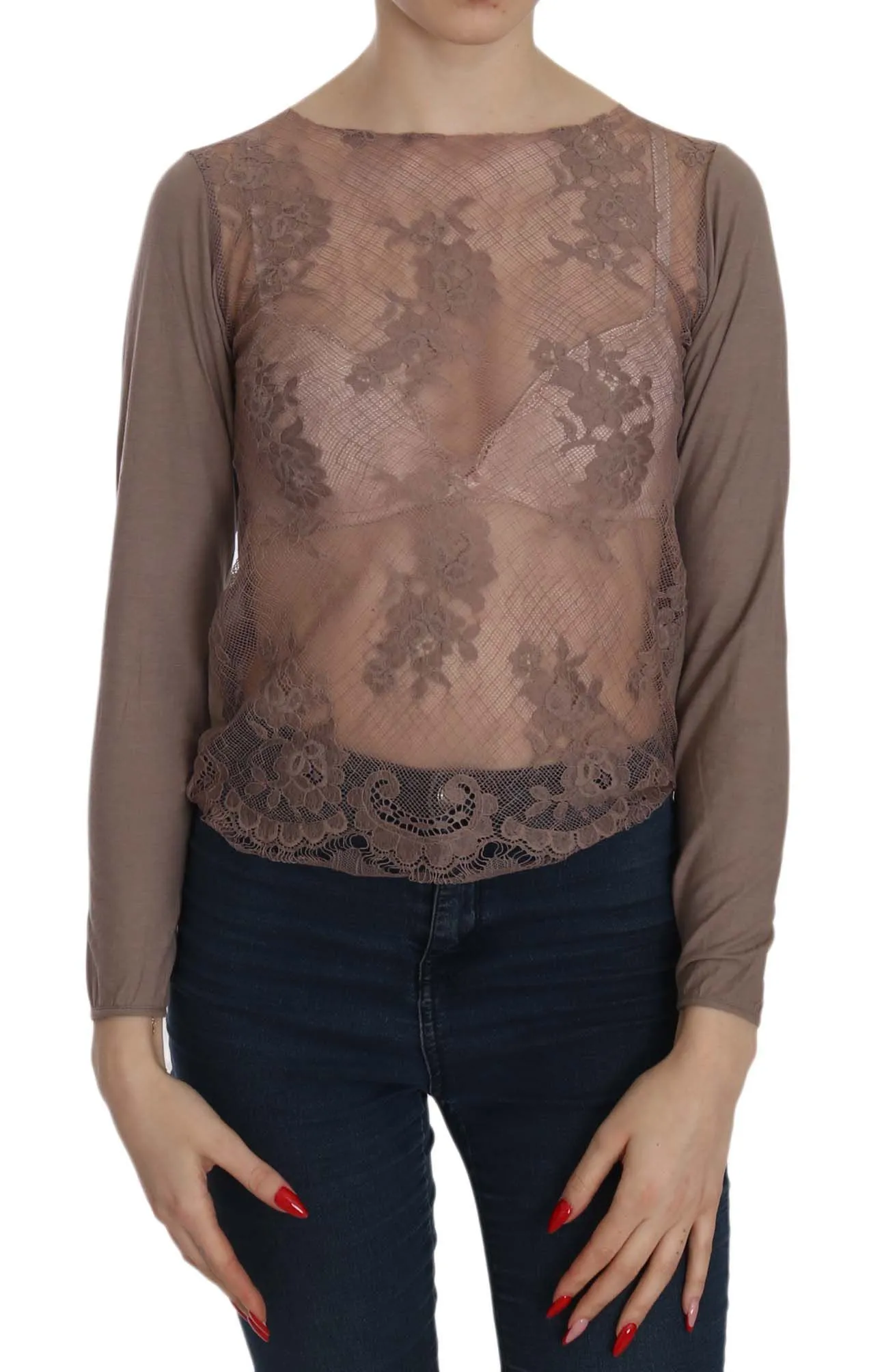 PINK MEMORIES Women's Boat Neck Cotton Lace Blouse