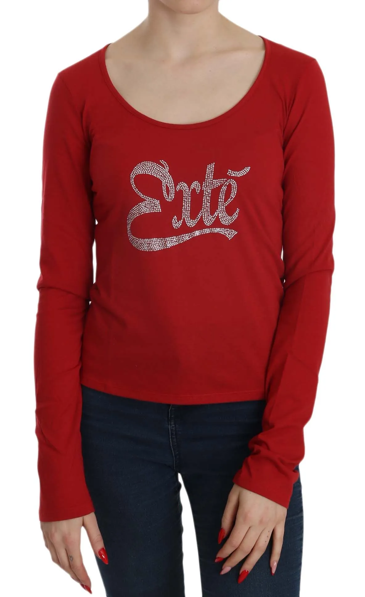 Exte Women's Ravishing Red Crystal Embellished Blouse