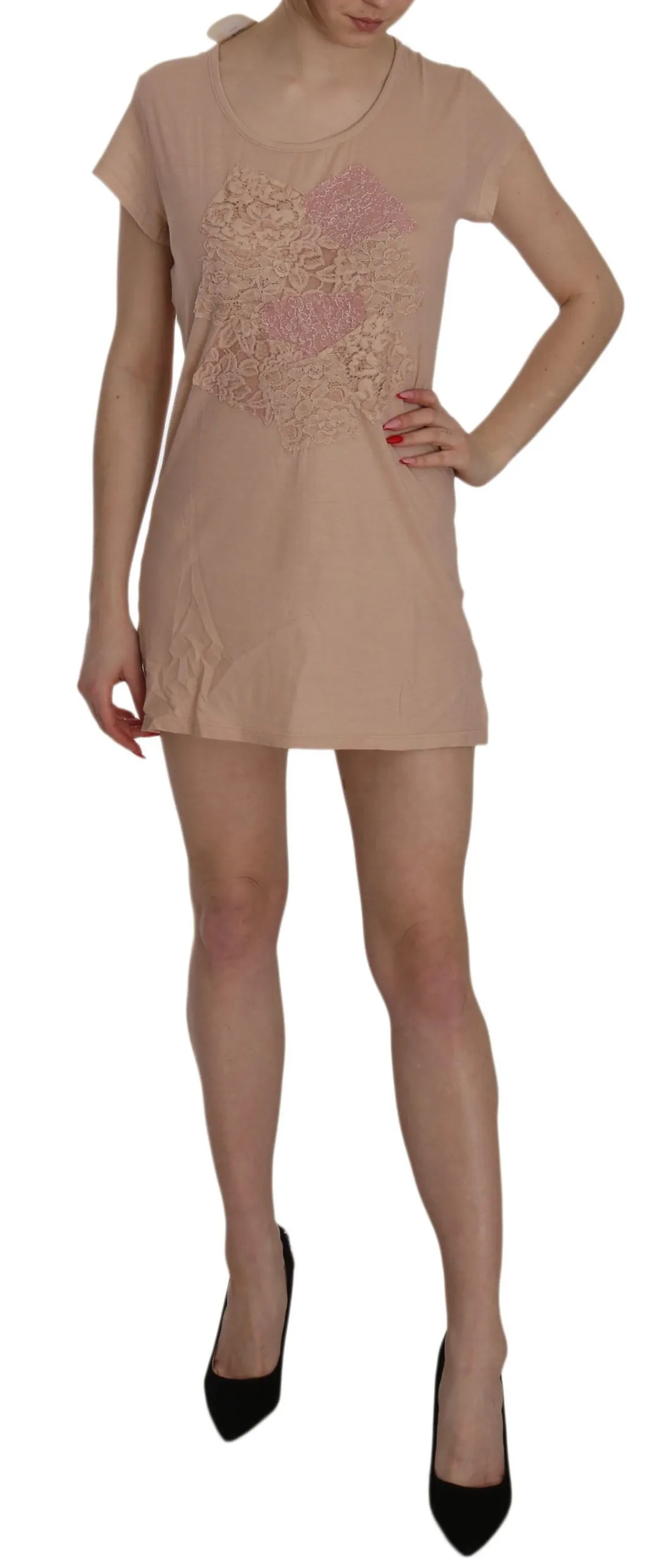 PINK MEMORIES Women's Pink Lace Shift Mini Dress - Elegance Unleashed