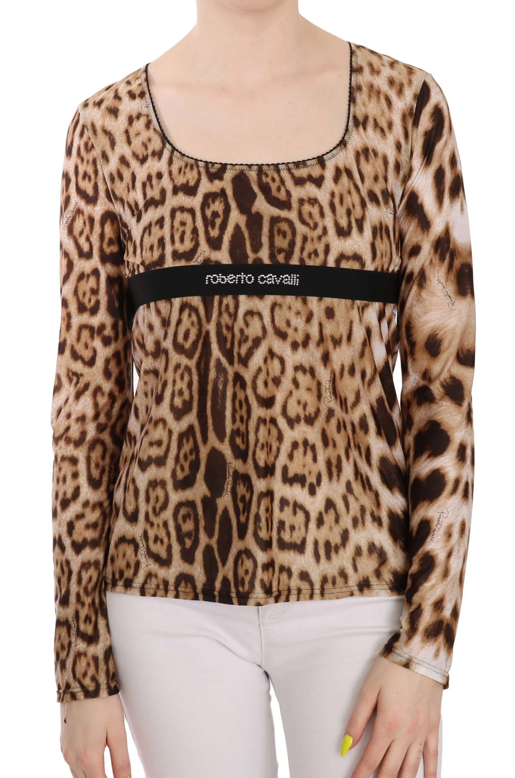 Roberto Cavalli Women's Elegant Leopard Long Sleeve Top
