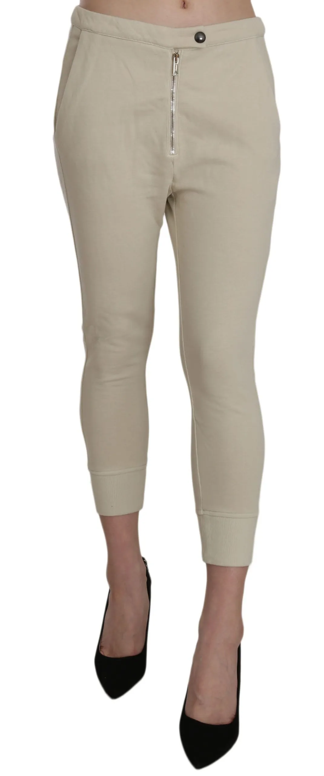Dondup Women's Chic Beige Skinny Cropped Cotton Pants