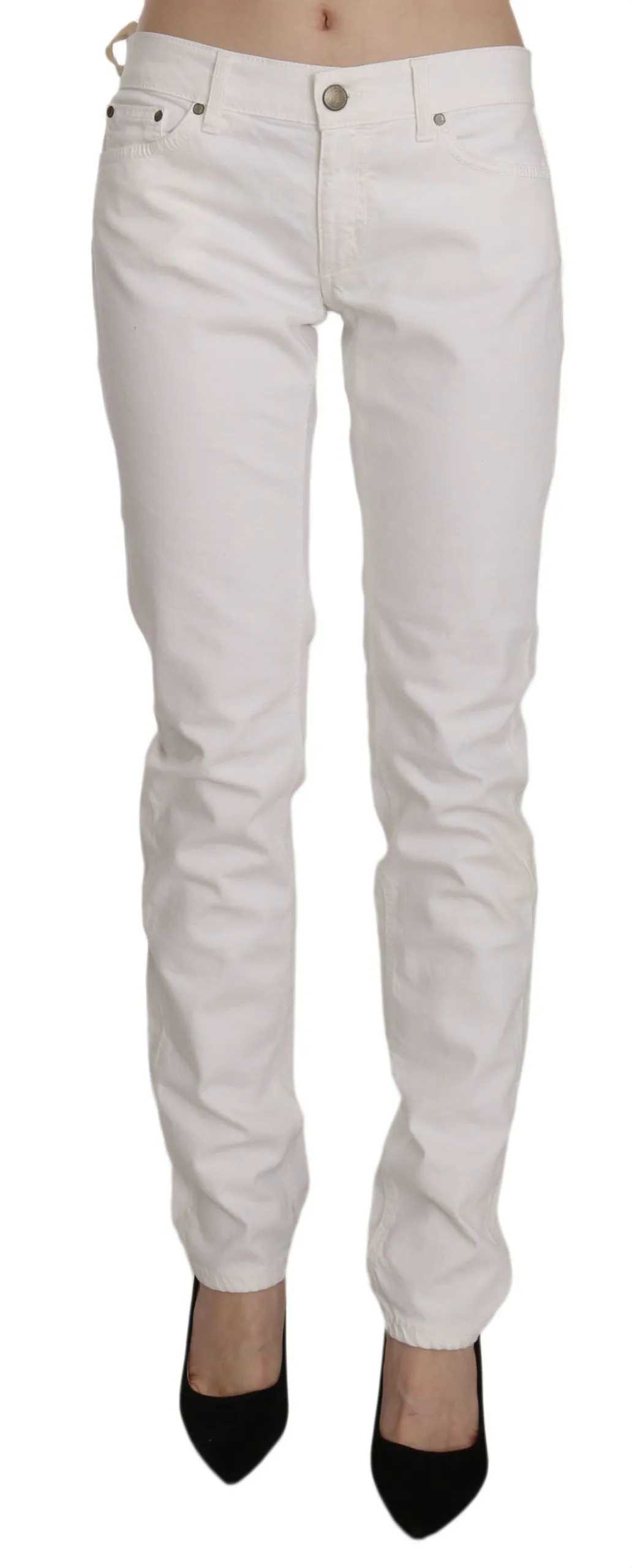 Dondup Women's Chic White Skinny Cotton Blend Pants