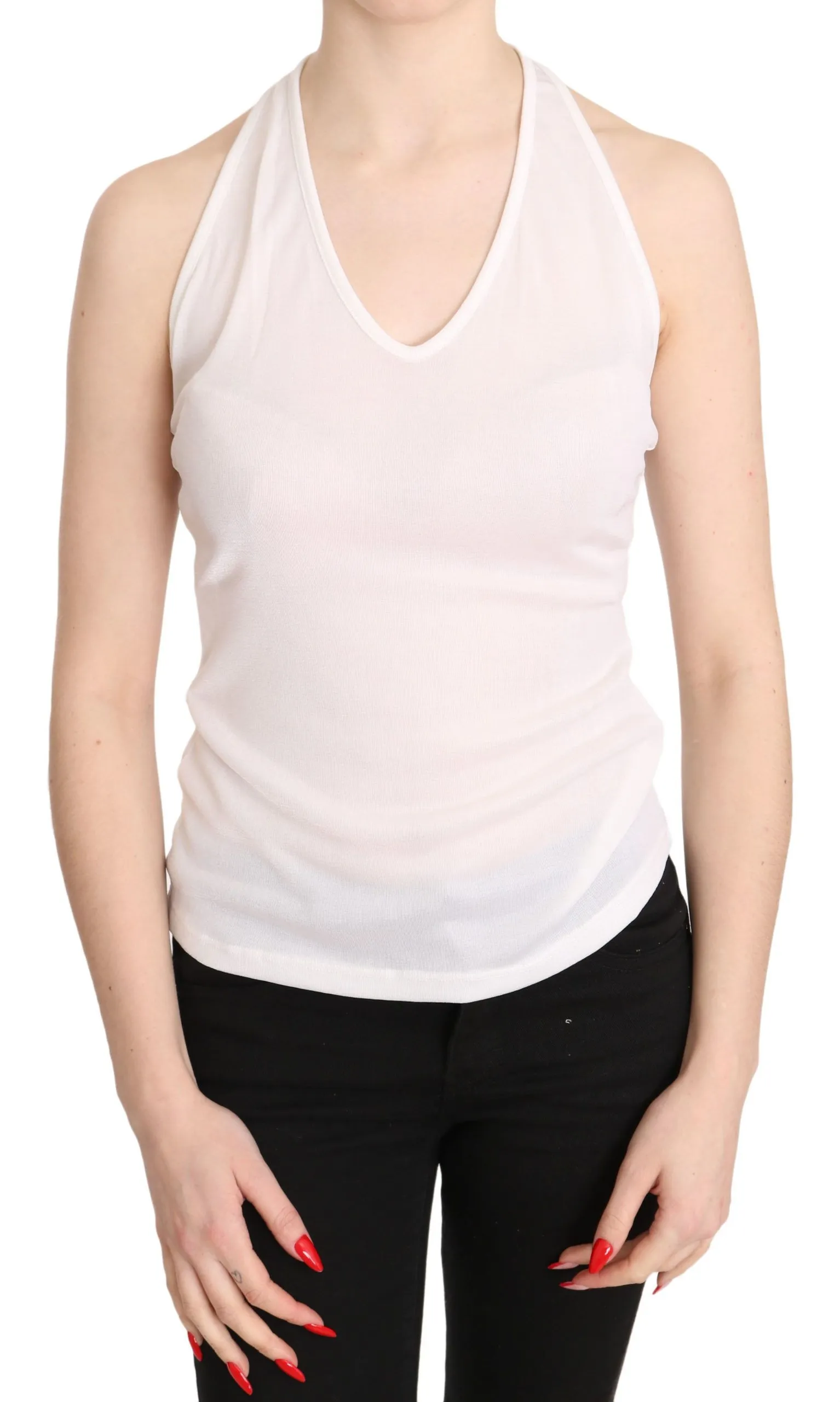 GF Ferre Women's Elegant White Halter Casual Tank Top