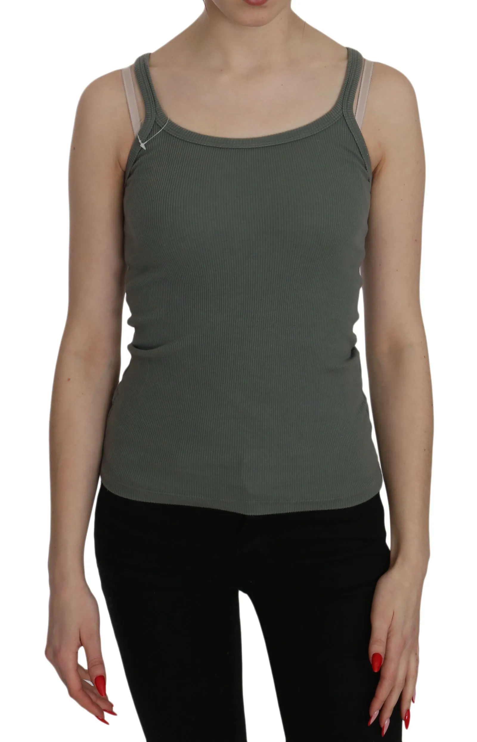 PINK MEMORIES Women's Chic Green Spaghetti Strap Casual Tank Top