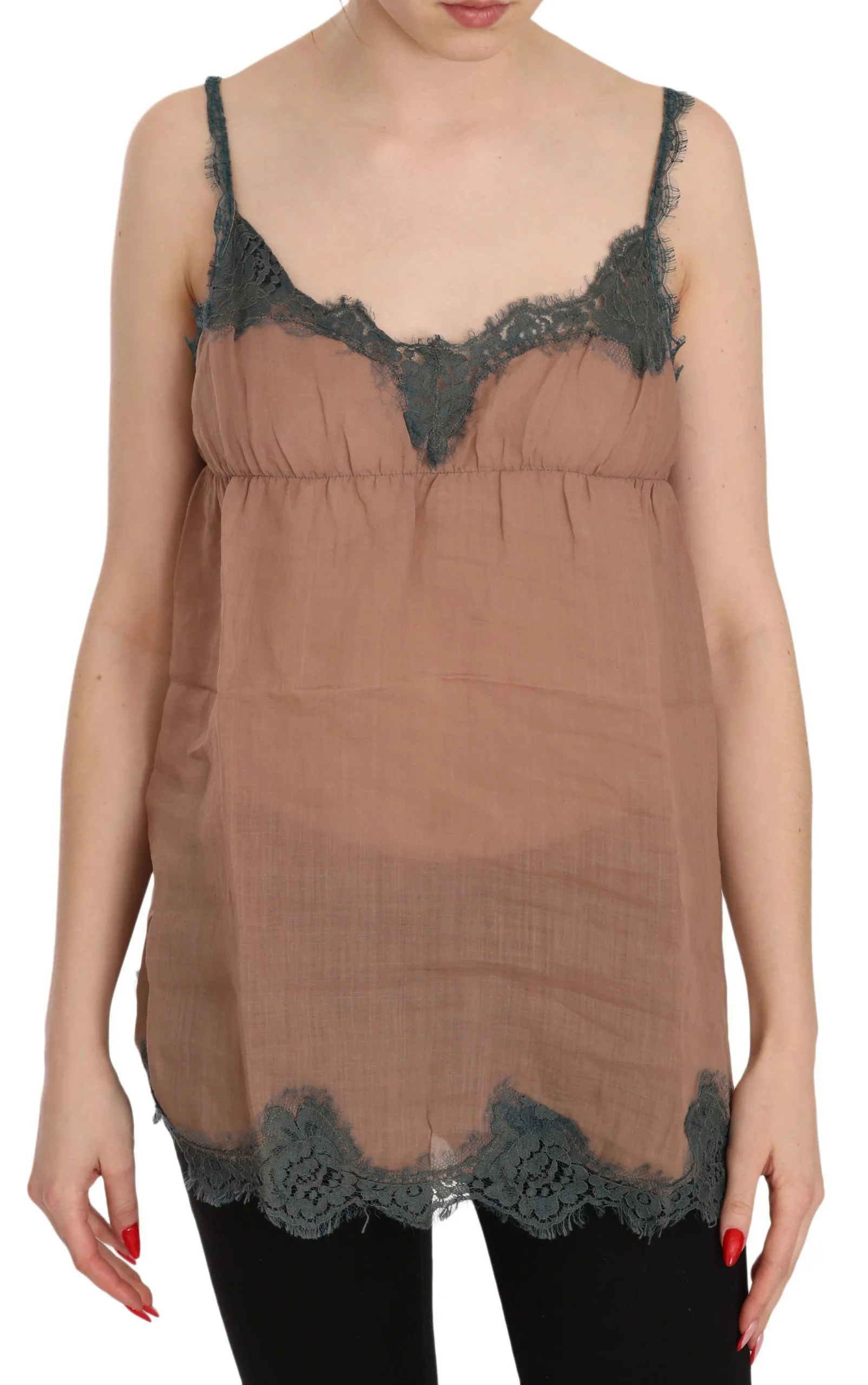 PINK MEMORIES Women's Elegant Spaghetti Strap Lace Top