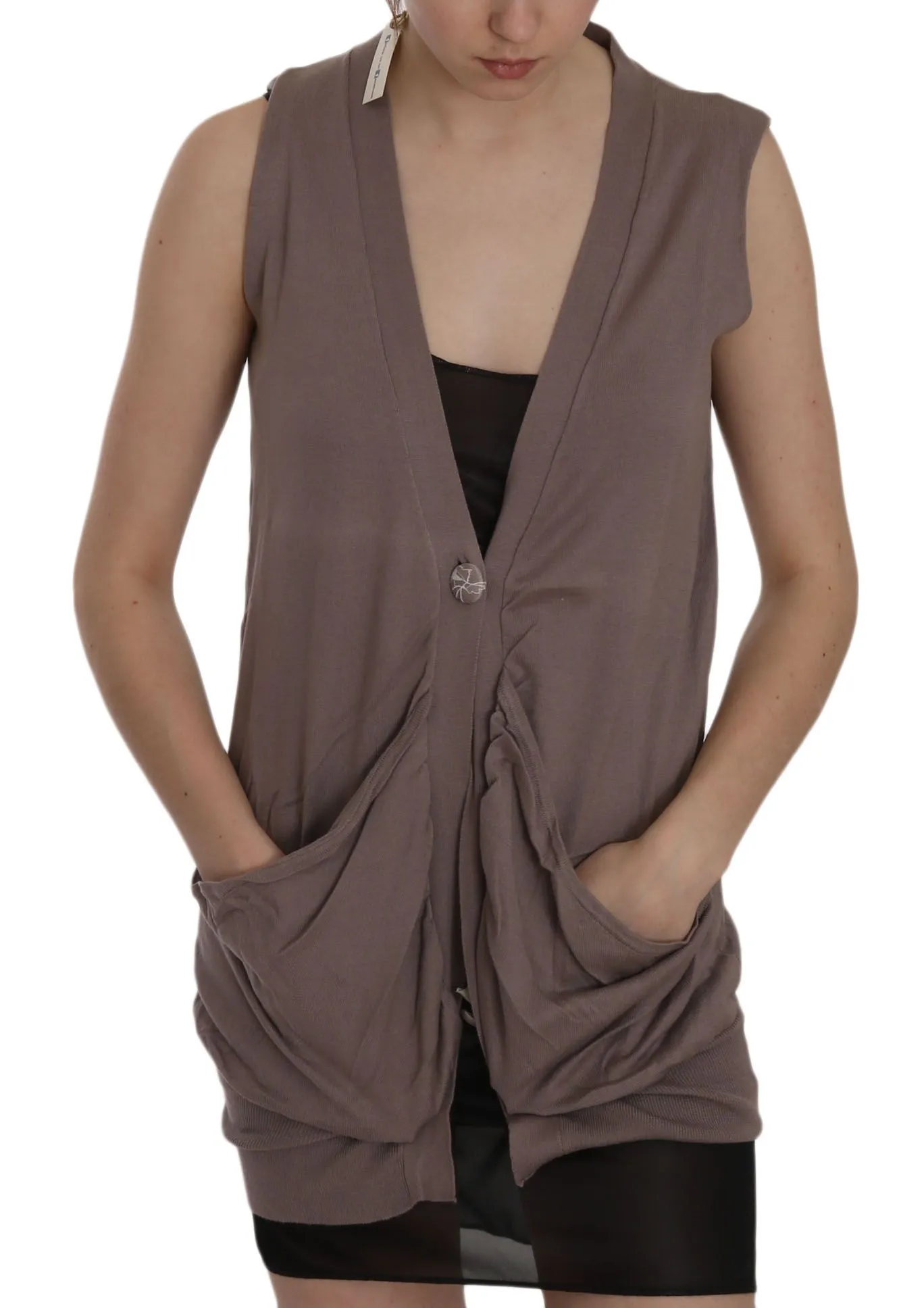 PINK MEMORIES Women's Chic Sleeveless Cotton Cardigan Top