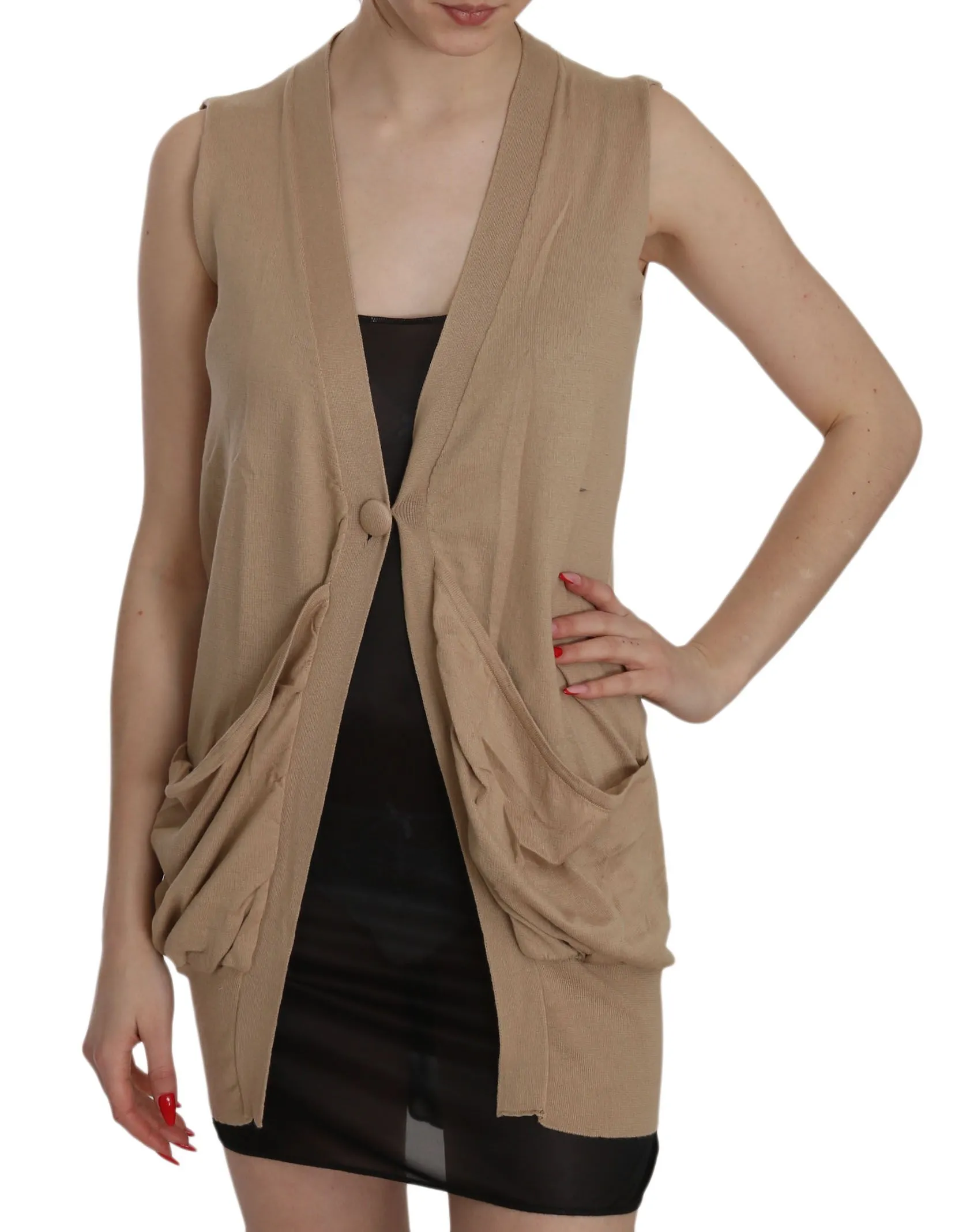 PINK MEMORIES Women's Elegant Sleeveless Cotton Cardigan Top