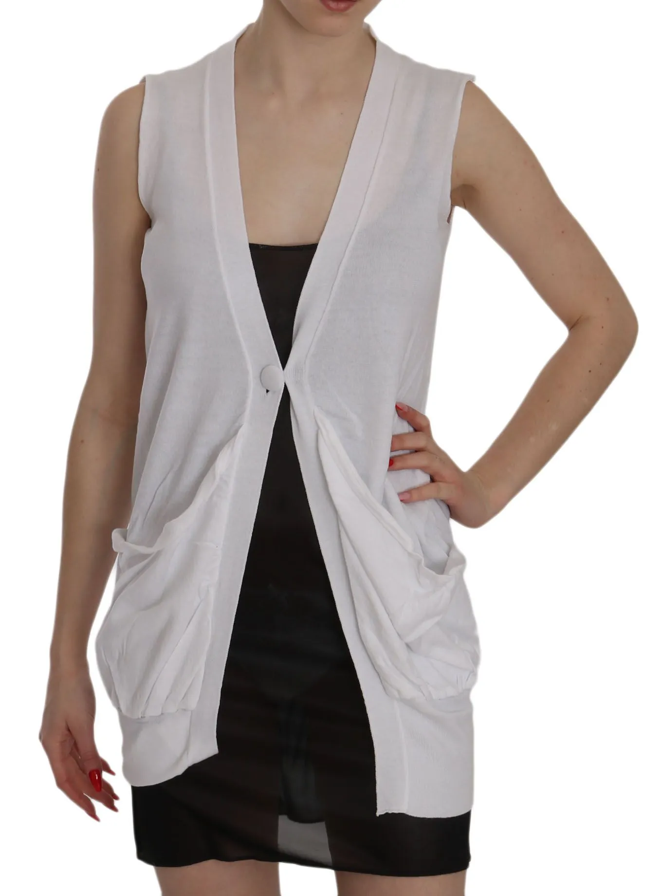 PINK MEMORIES Women's Elegant Sleeveless Cotton Vest in Pristine White