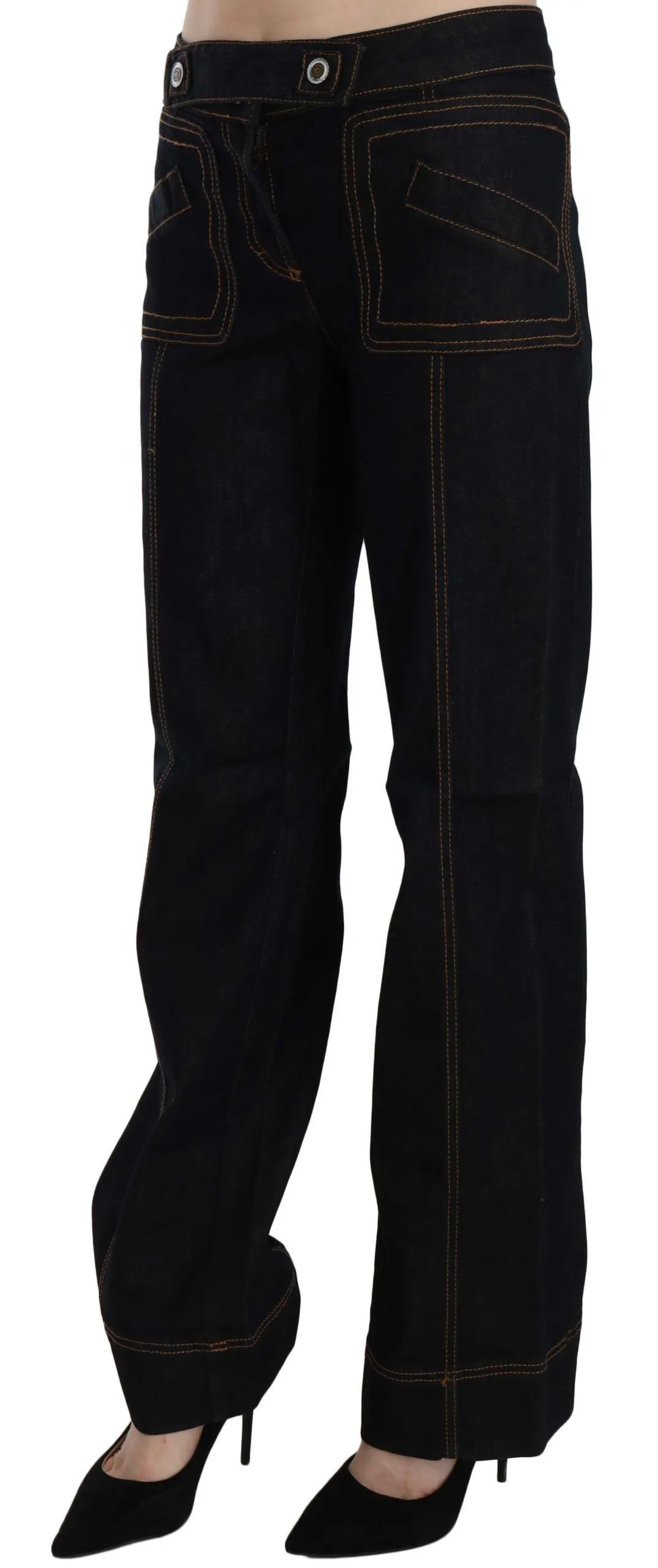 Just Cavalli Women's Elegant Mid Waist Straight Denim Pants