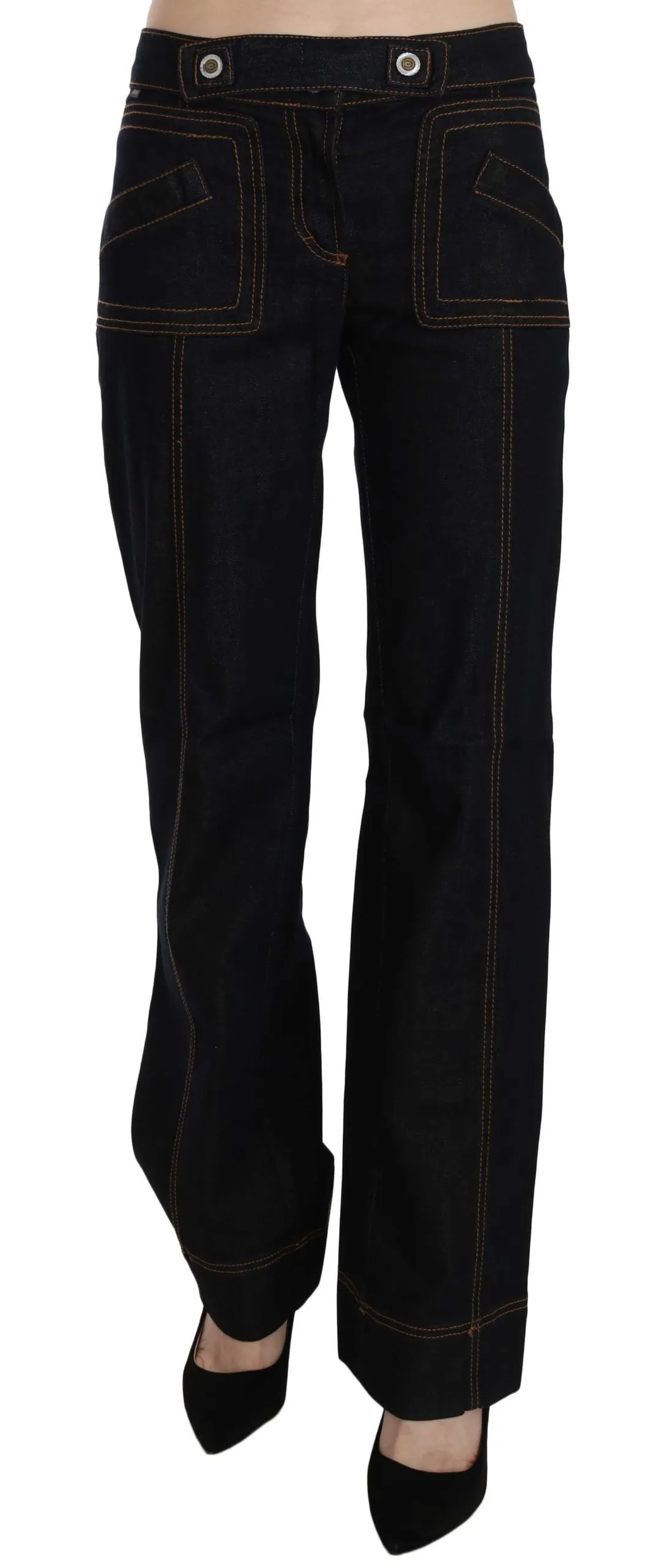 Just Cavalli Women's Elegant Mid Waist Straight Denim Pants