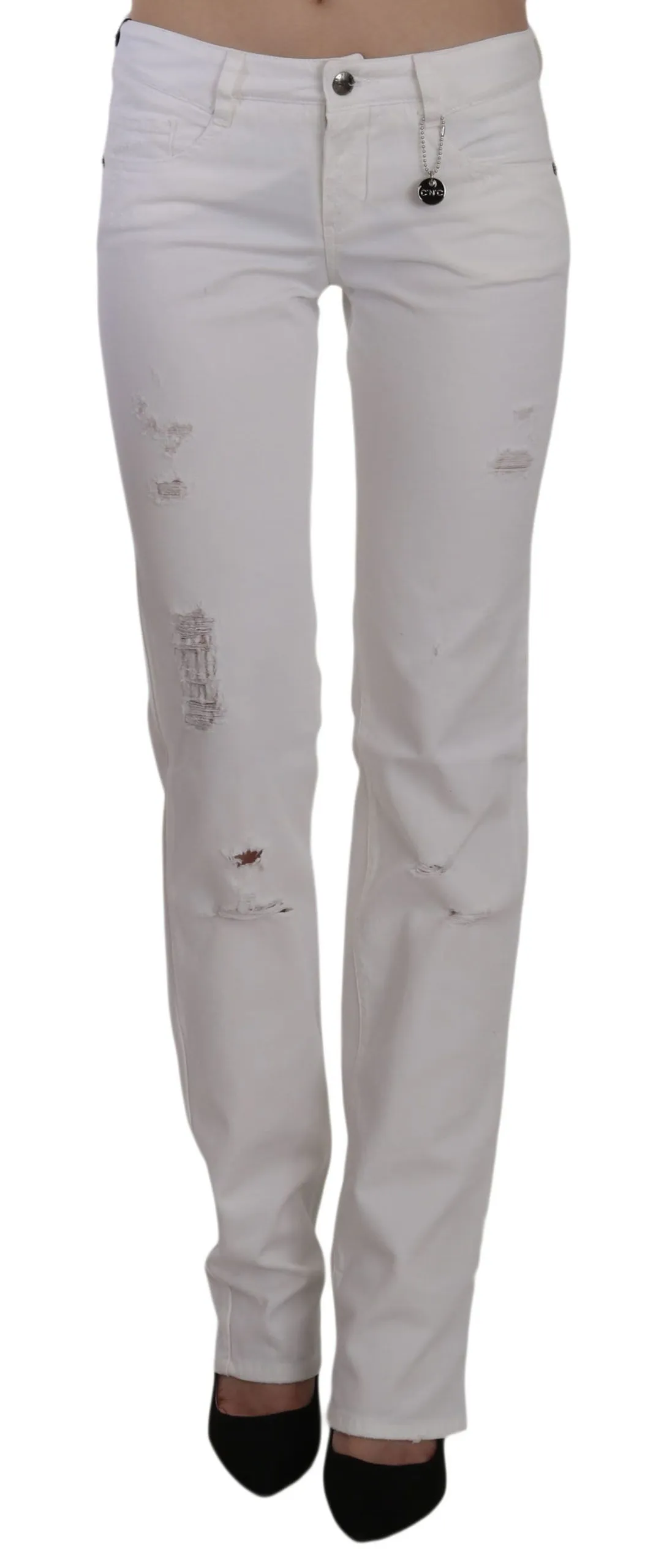 Costume National Women's Chic White Slim Fit Cotton Jeans