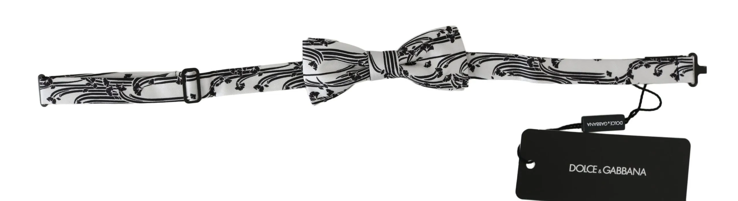 Dolce & Gabbana Men's Elegant White Patterned Silk Bow Tie