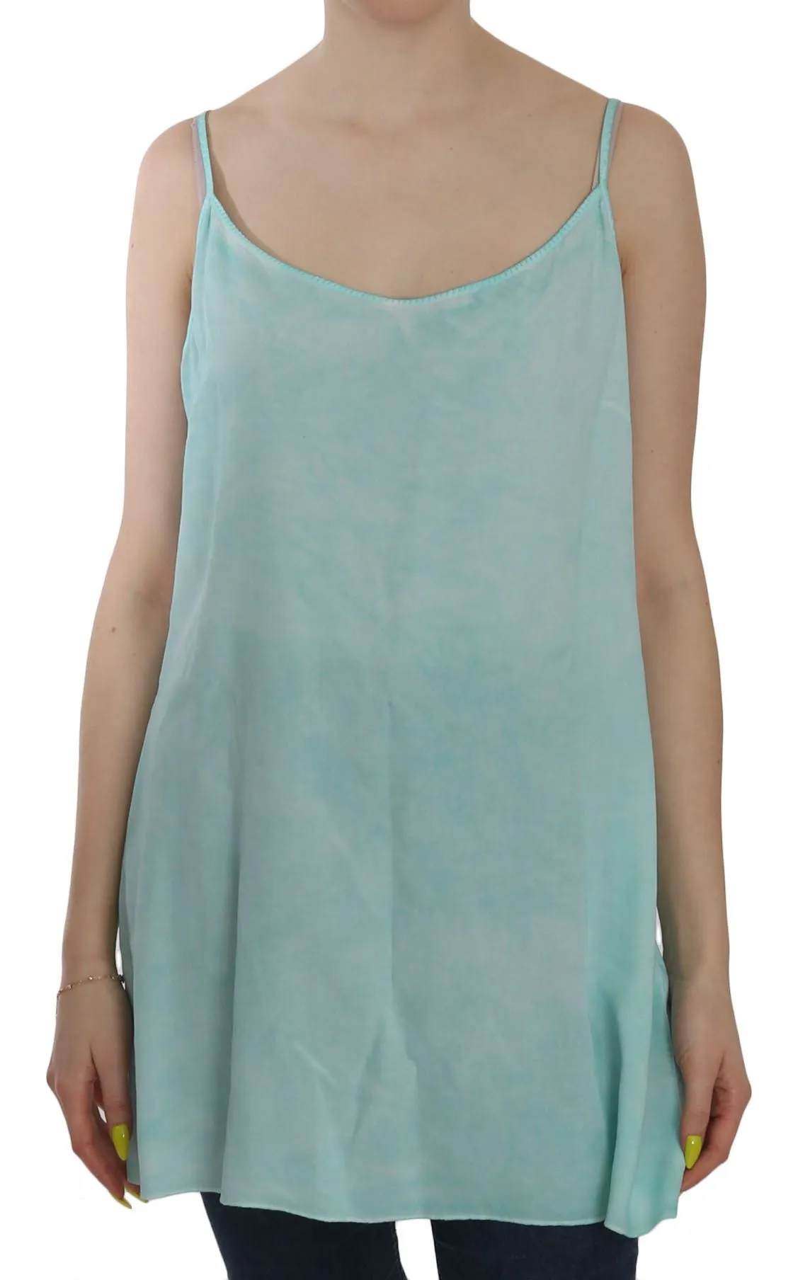 Ermanno Scervino Women's Elegant Spaghetti Strap Sleeveless Blue Top