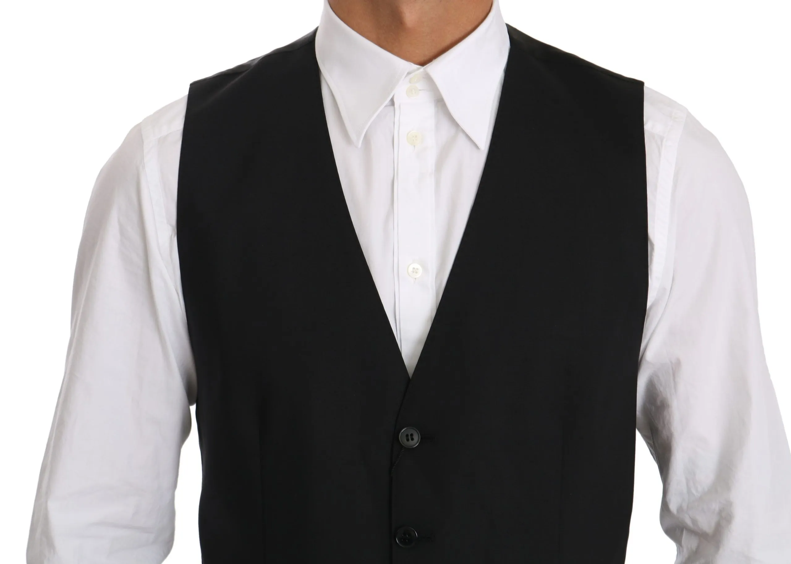 Dolce & Gabbana Men's Elegant Black Formal Wool Blend Vest