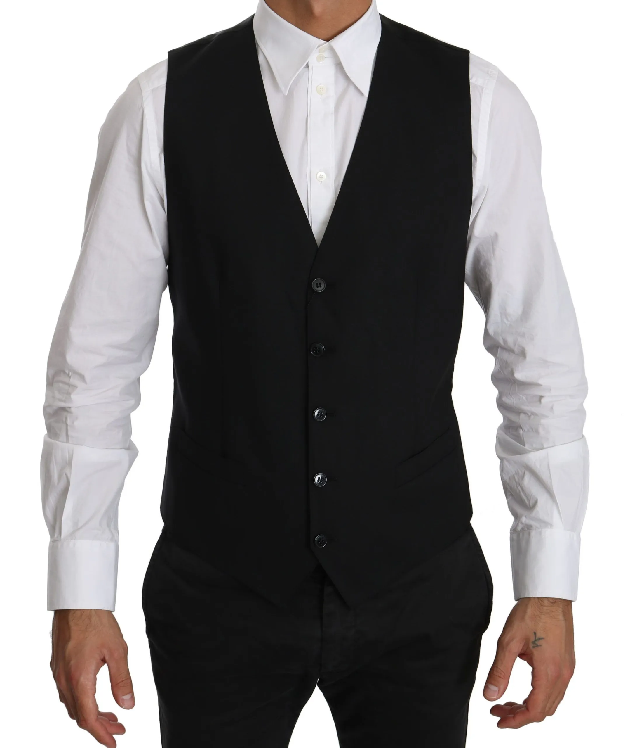 Dolce & Gabbana Men's Elegant Black Formal Wool Blend Vest