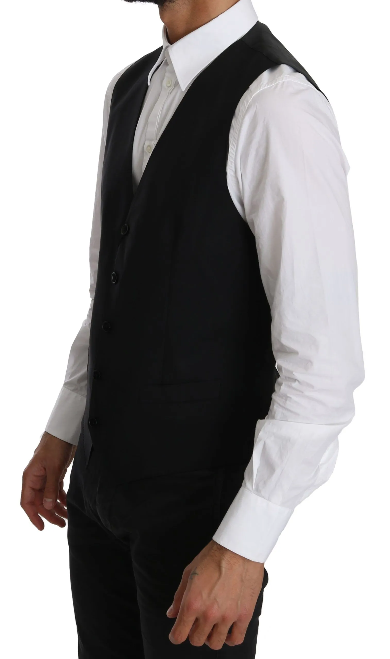 Dolce & Gabbana Men's Elegant Black Formal Wool Blend Vest