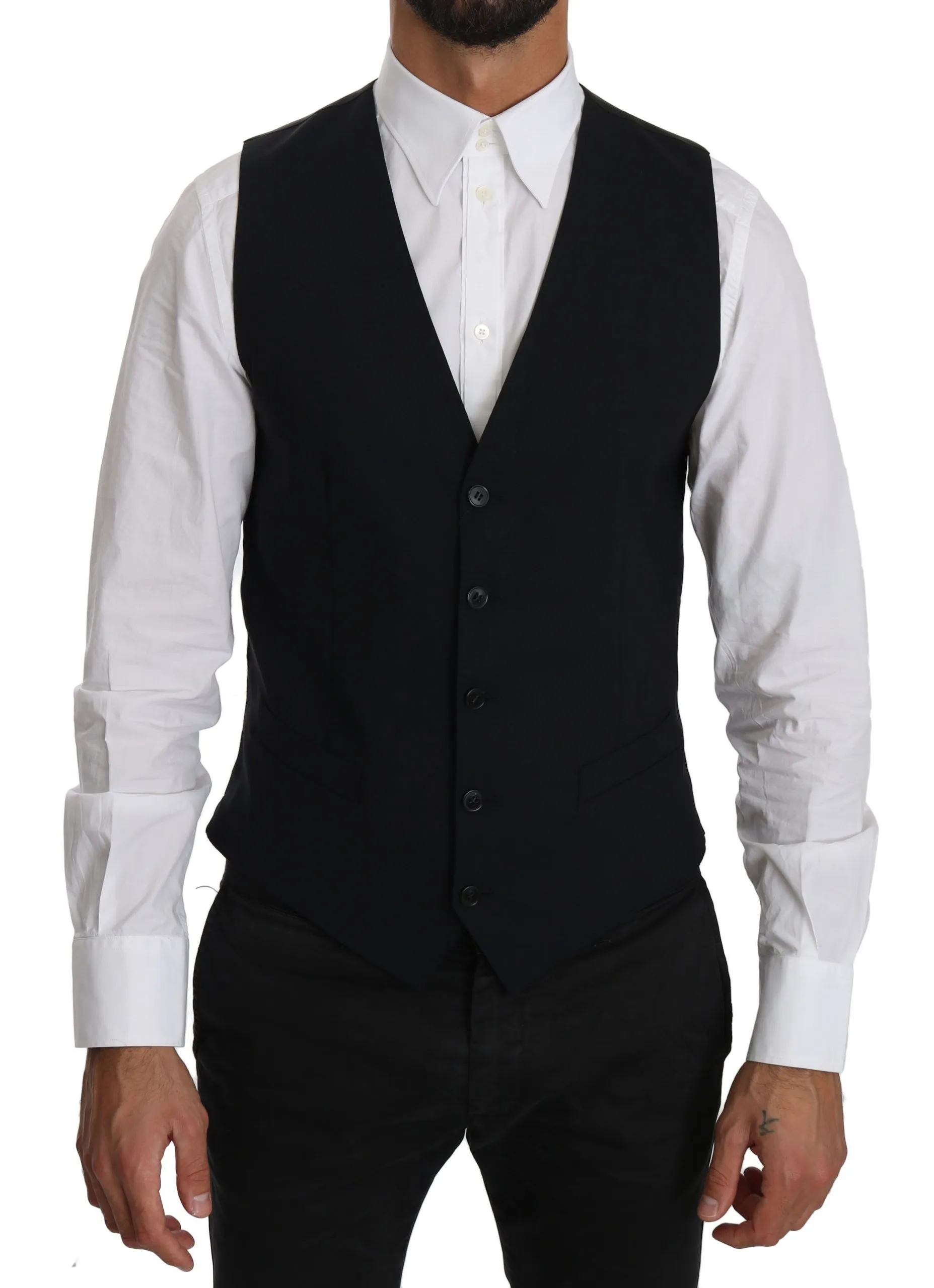 Dolce & Gabbana Men's Elegant Blue Formal Wool-Blend Dress Vest