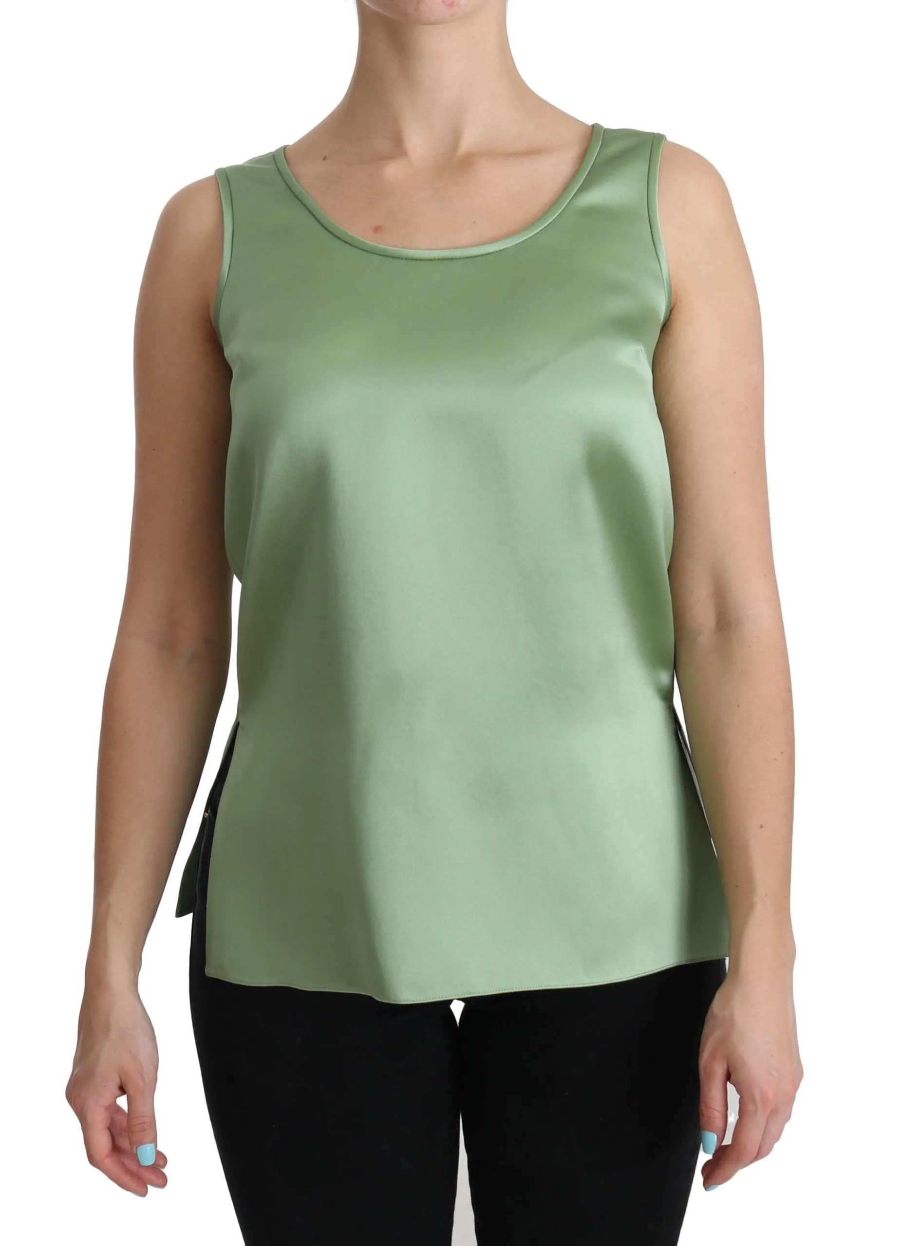 Dolce & Gabbana Women's Elegant Silk Sleeveless Top in Light Mint Green