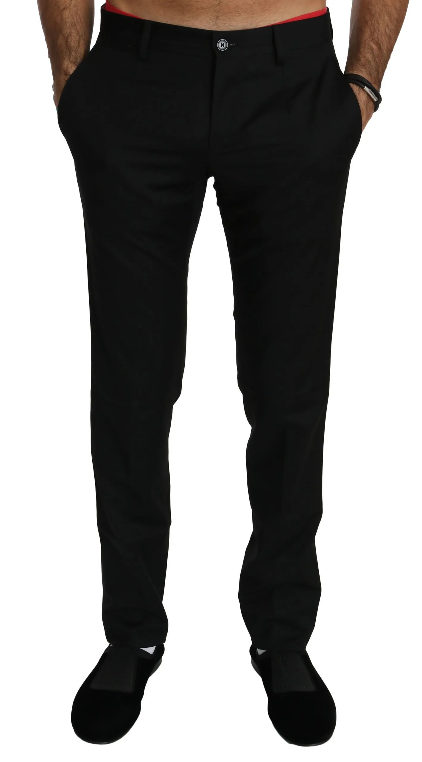 Dolce & Gabbana Men's Elegant Black Wool Dress Pants