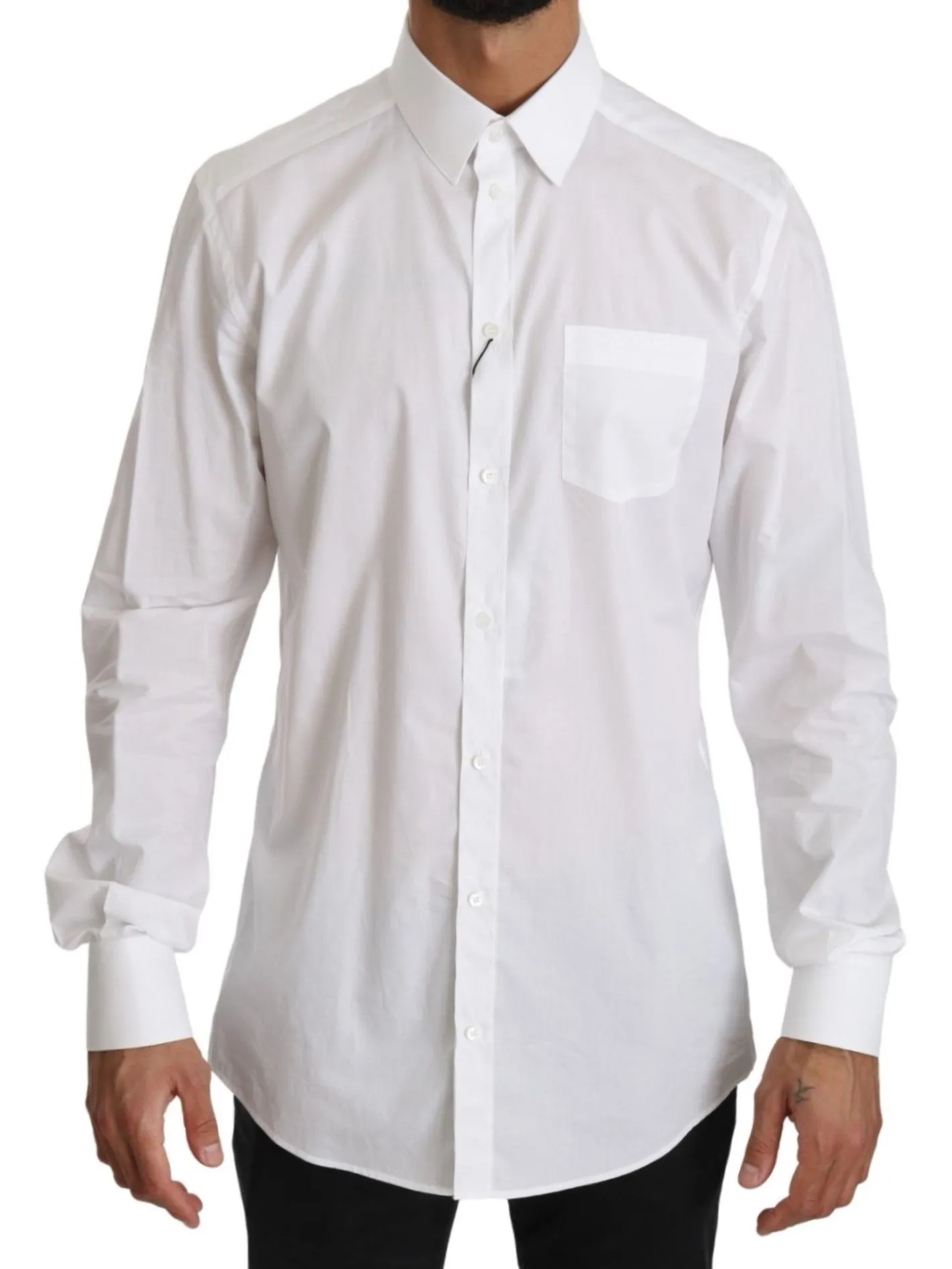 Dolce & Gabbana Men's Elegant White GOLD Fit Dress Shirt