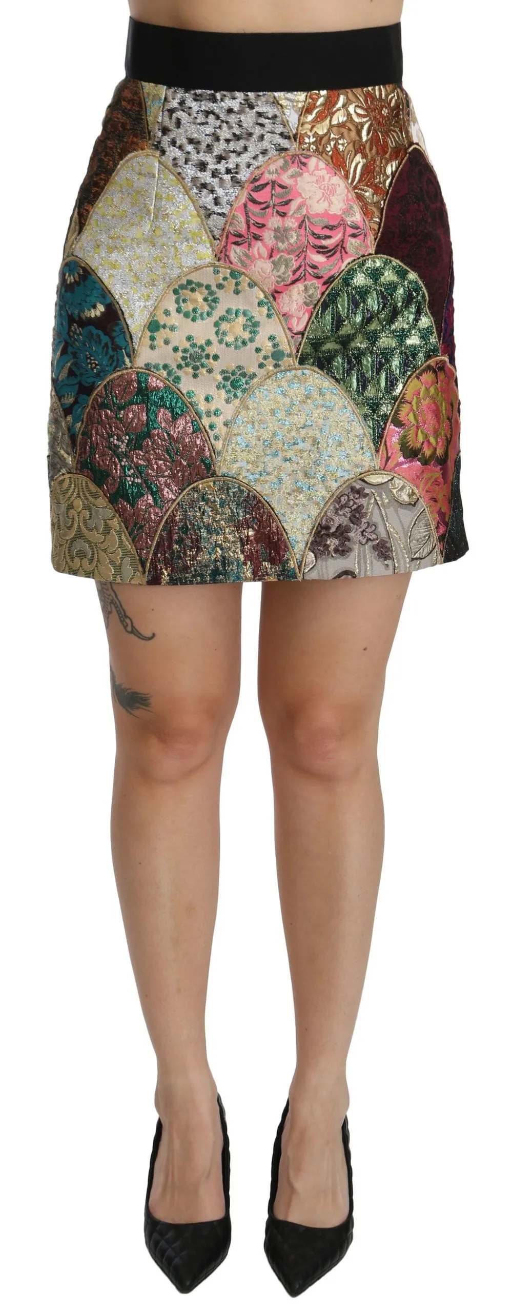 Dolce & Gabbana Women's Vibrant Floral Jacquard Designer Skirt