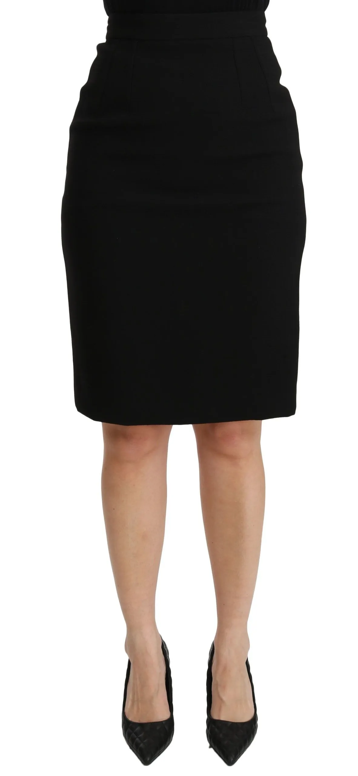 Dolce & Gabbana Women's Elegant Black Virgin Wool High-Waist Skirt