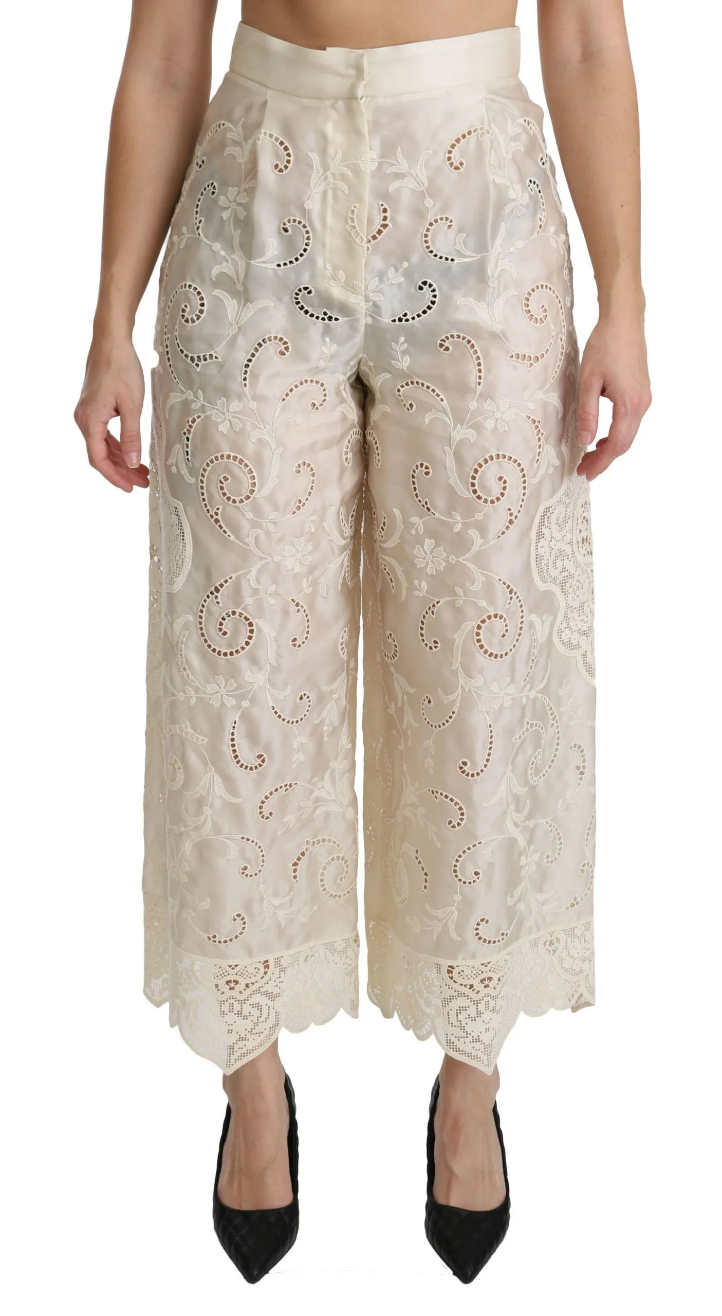Dolce & Gabbana Women's Elegant High Waist Palazzo Cropped Pants