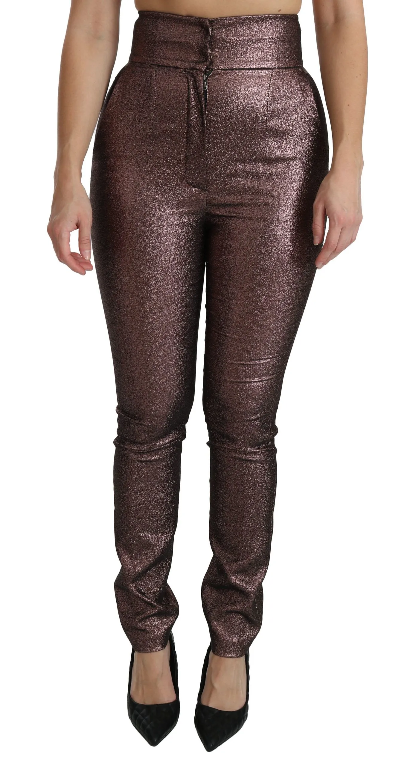 Dolce & Gabbana Women's High Waist Slim Fit Metallic Pants