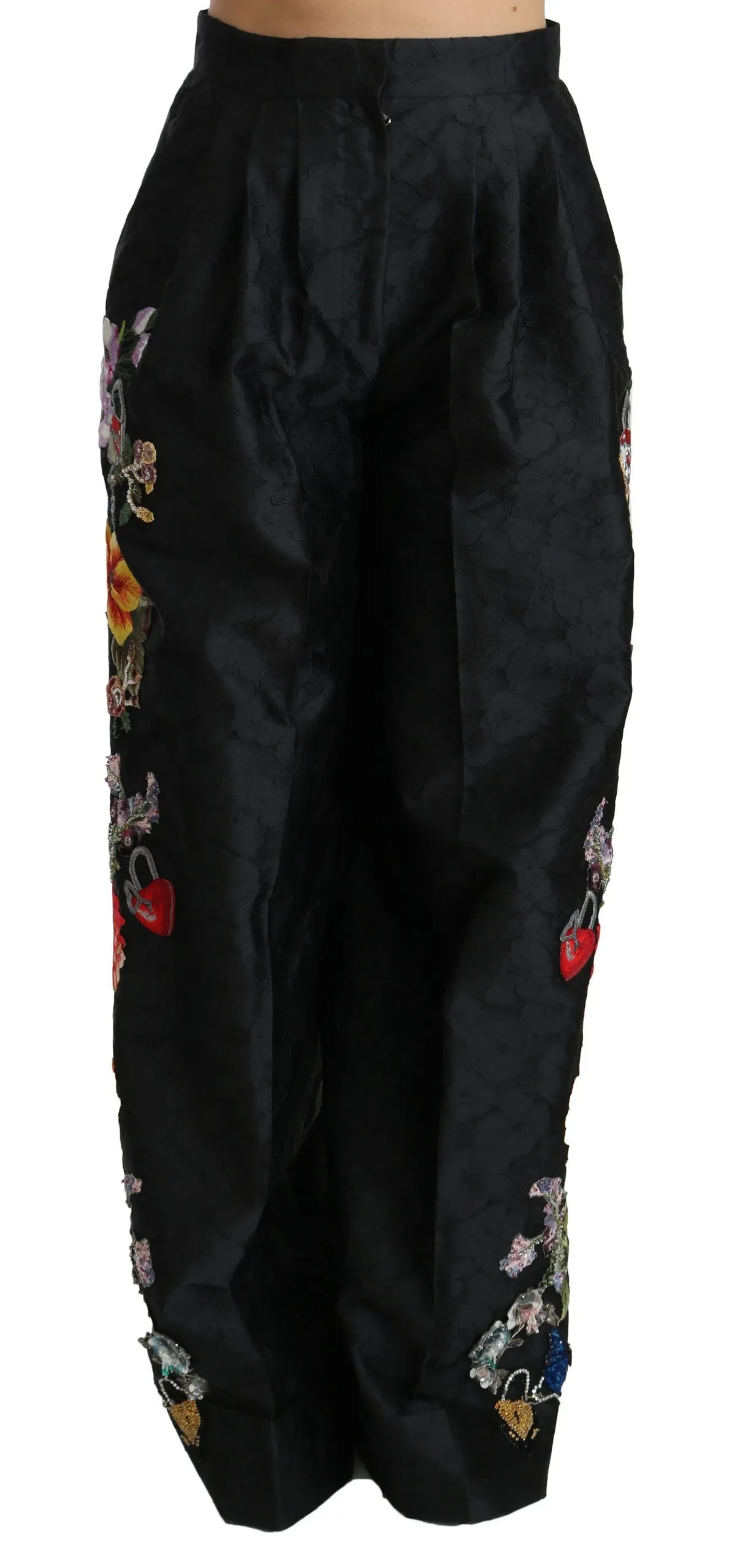 Dolce & Gabbana Women's Elegant High Waist Wide Leg Floral Pants