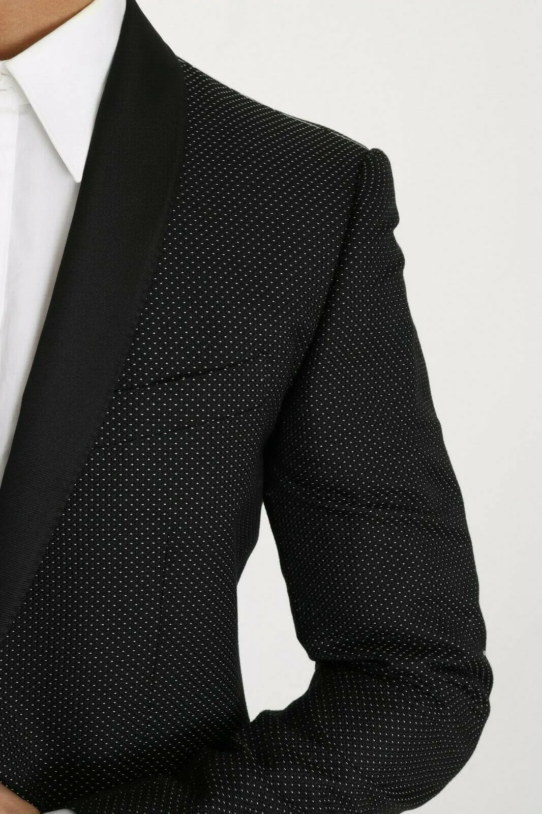 Dolce & Gabbana Men's Elegant Black Slim Fit Patterned Blazer