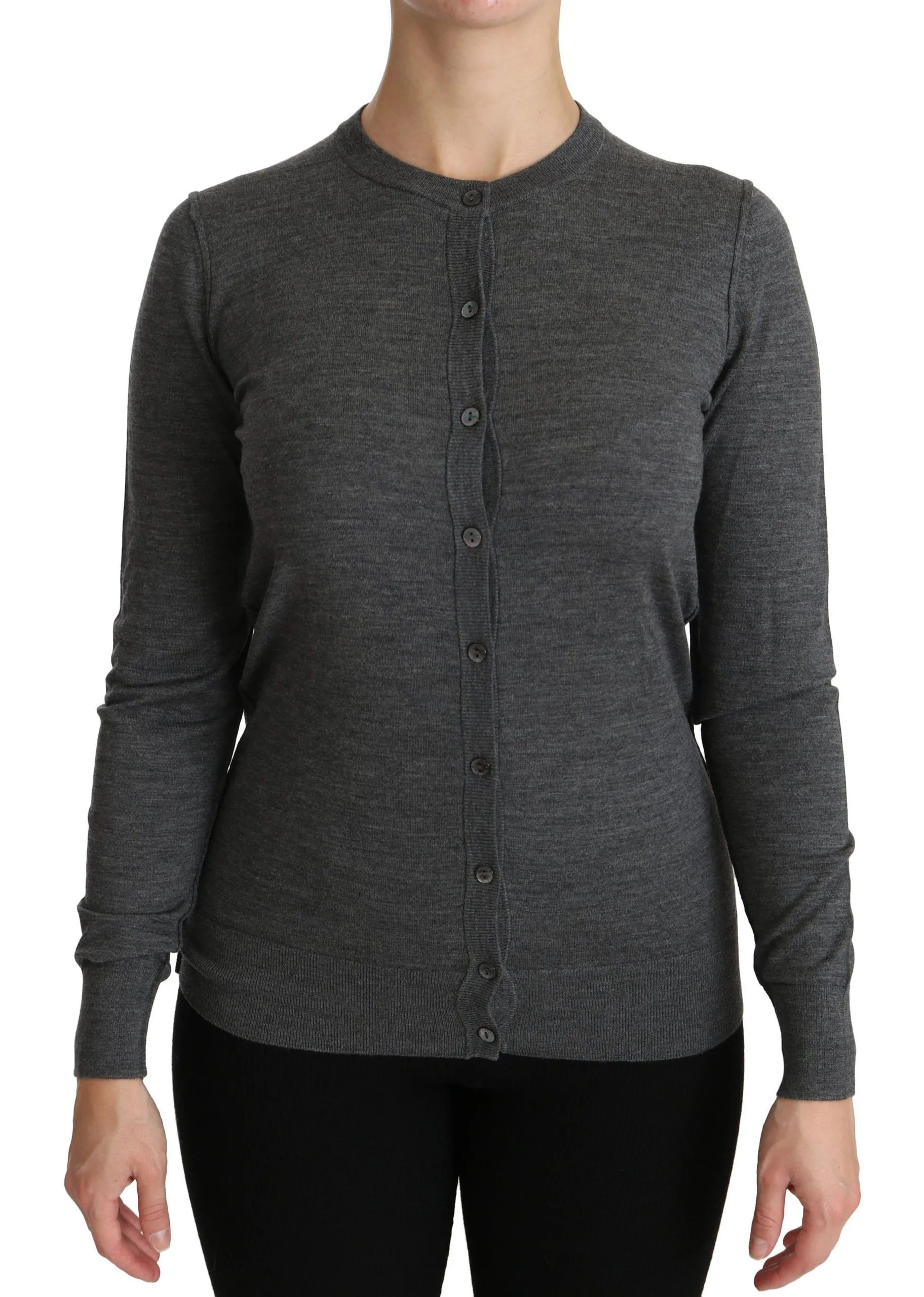 Dolce & Gabbana Women's Elegant Virgin Wool Crew Neck Cardigan