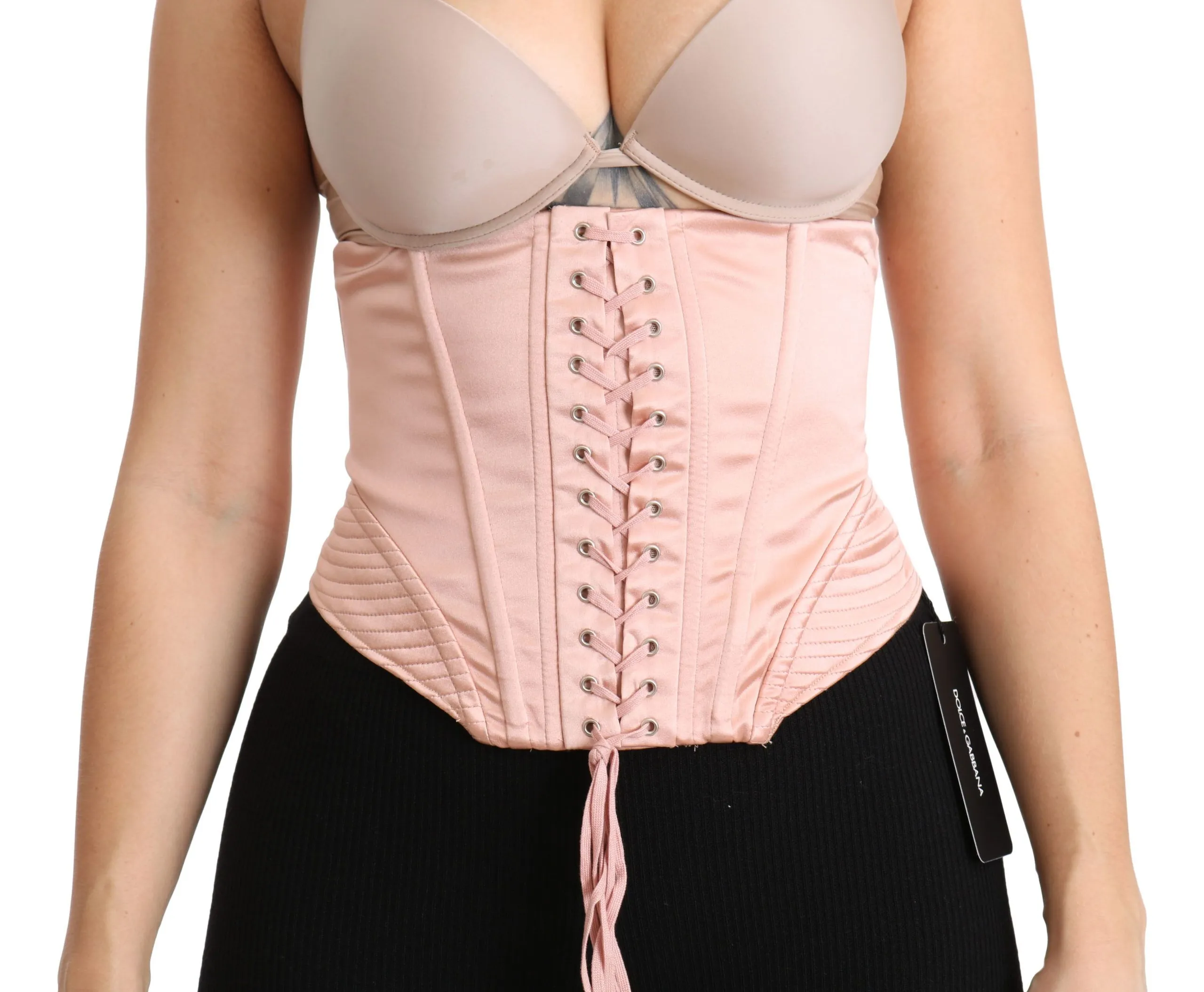 Dolce & Gabbana Women's Silk Blend Corset Belt Luxury Top - Pink