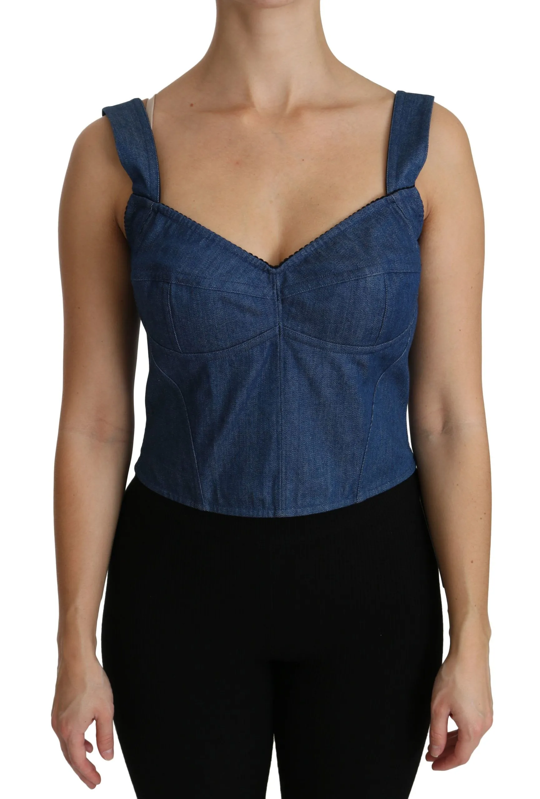 Dolce & Gabbana Women's Elegant Sleeveless Bustier Top in Blue