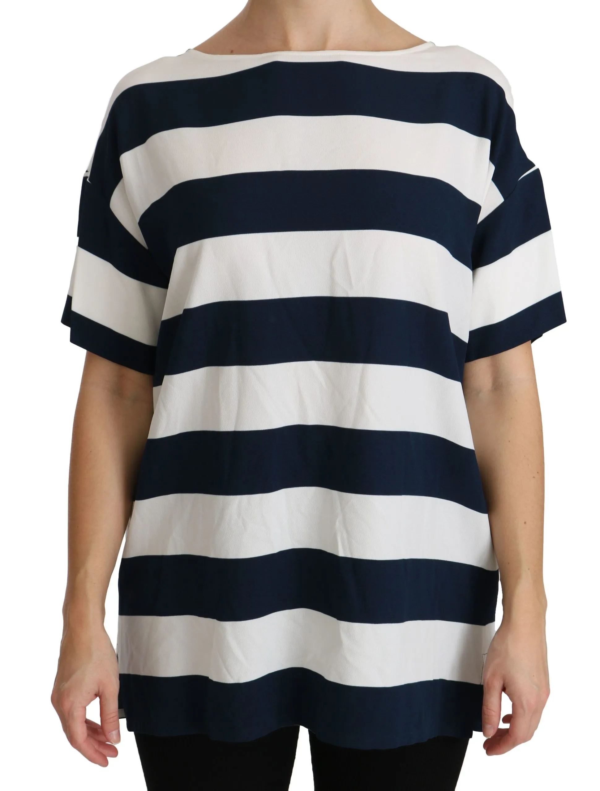 Dolce & Gabbana Women's Elegant Striped Viscose Boat Neck Top