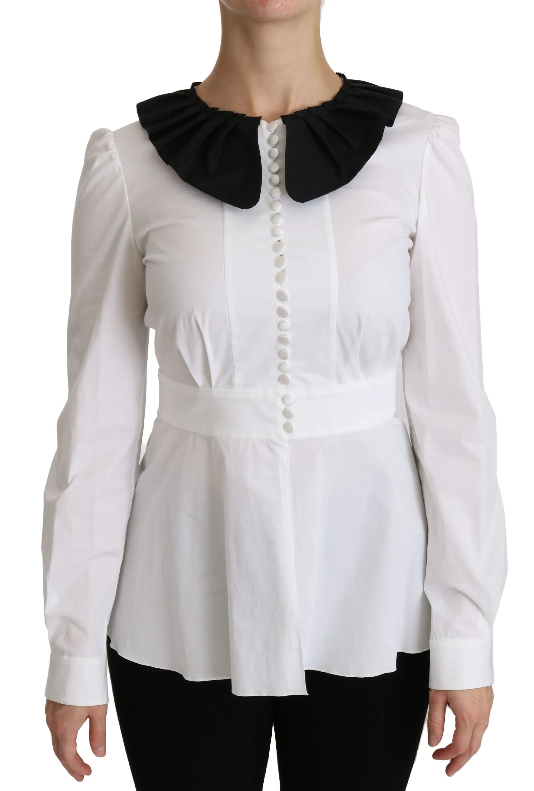 Dolce & Gabbana Women's Elegant White Collared Cotton Top