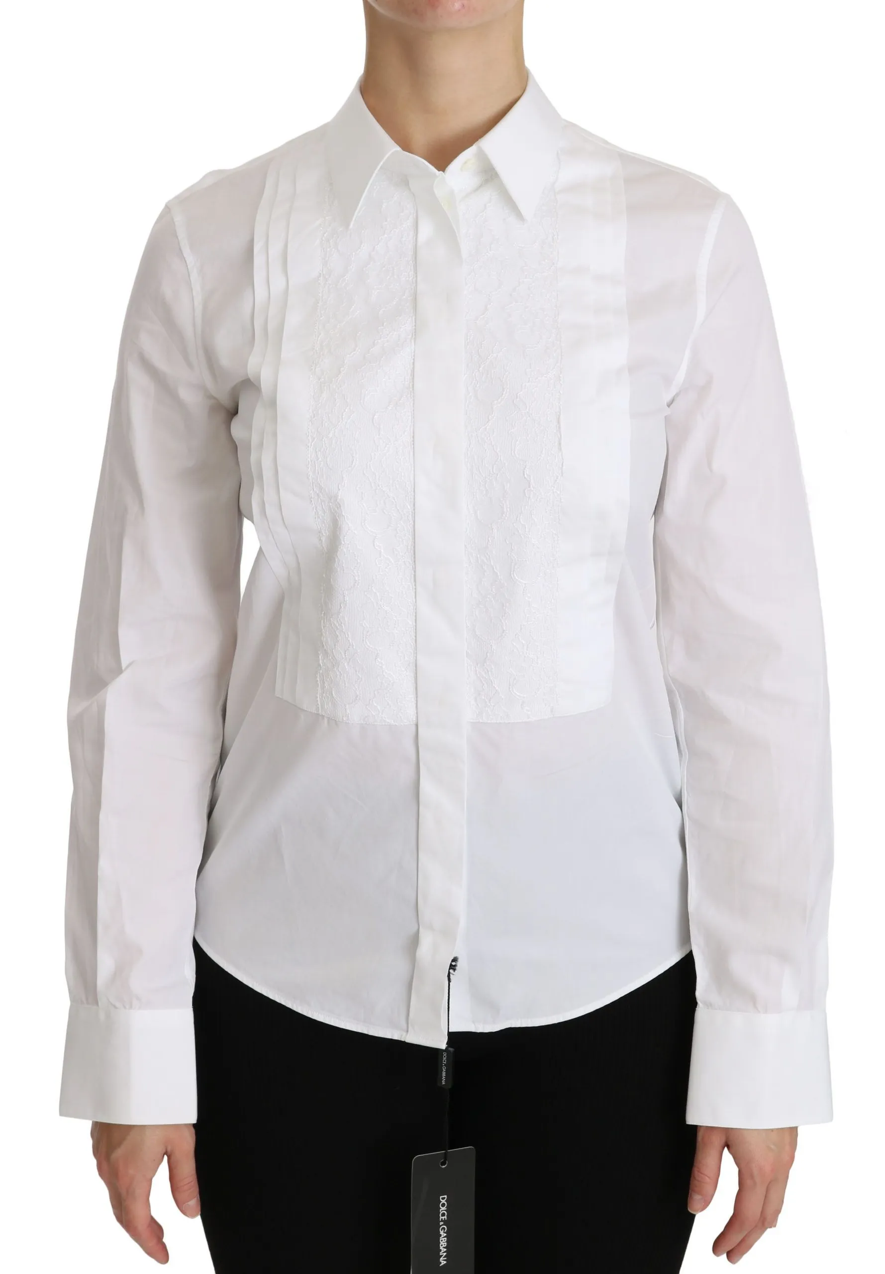 Dolce & Gabbana Women's Elegant White Collared Long Sleeve Polo Top